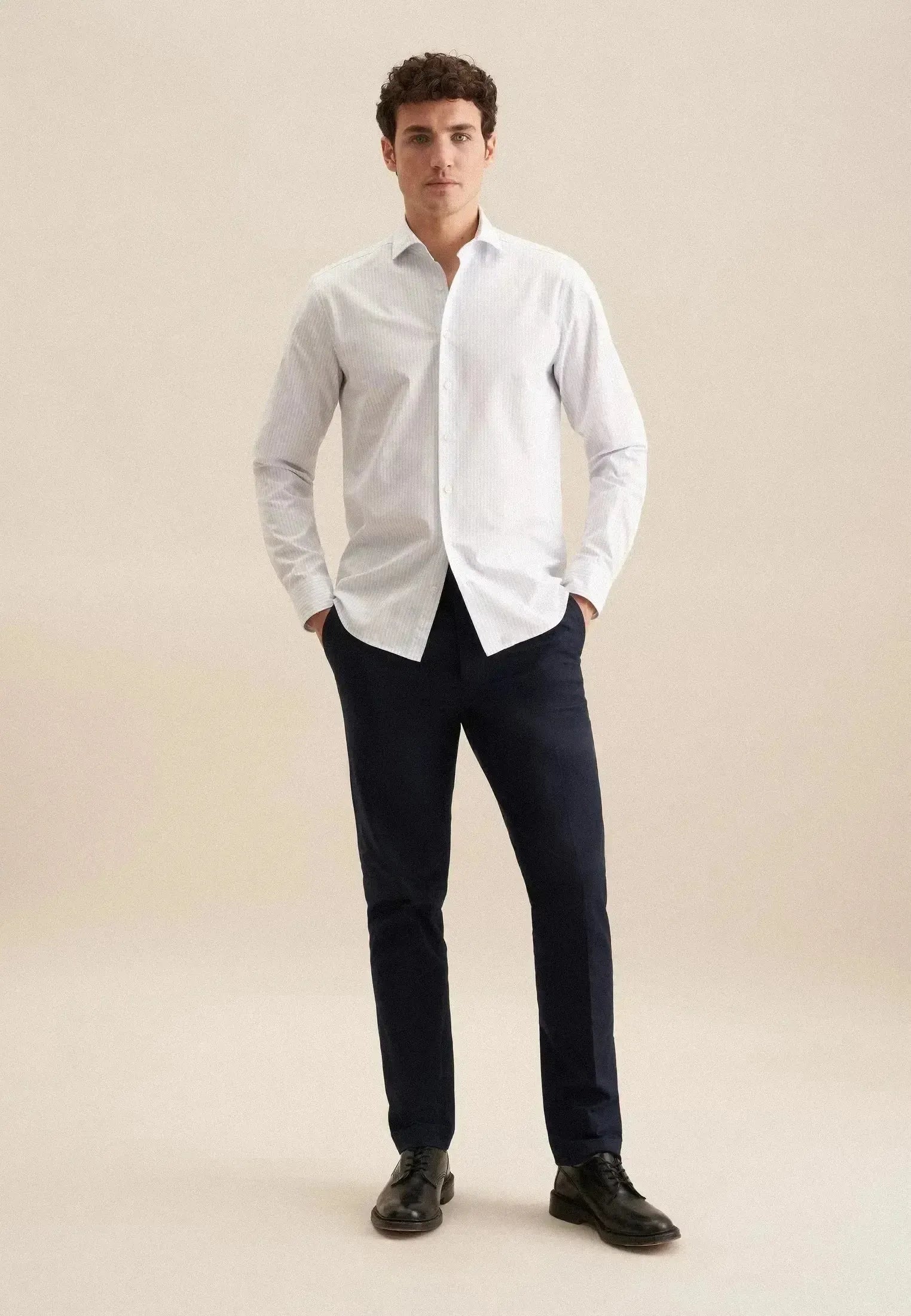 Seidensticker-Seidensticker Regular Fit Spread Kent Striped Casual Shirt Light Blue-NORTHERN THREADS DESIGNER MENSWEAR