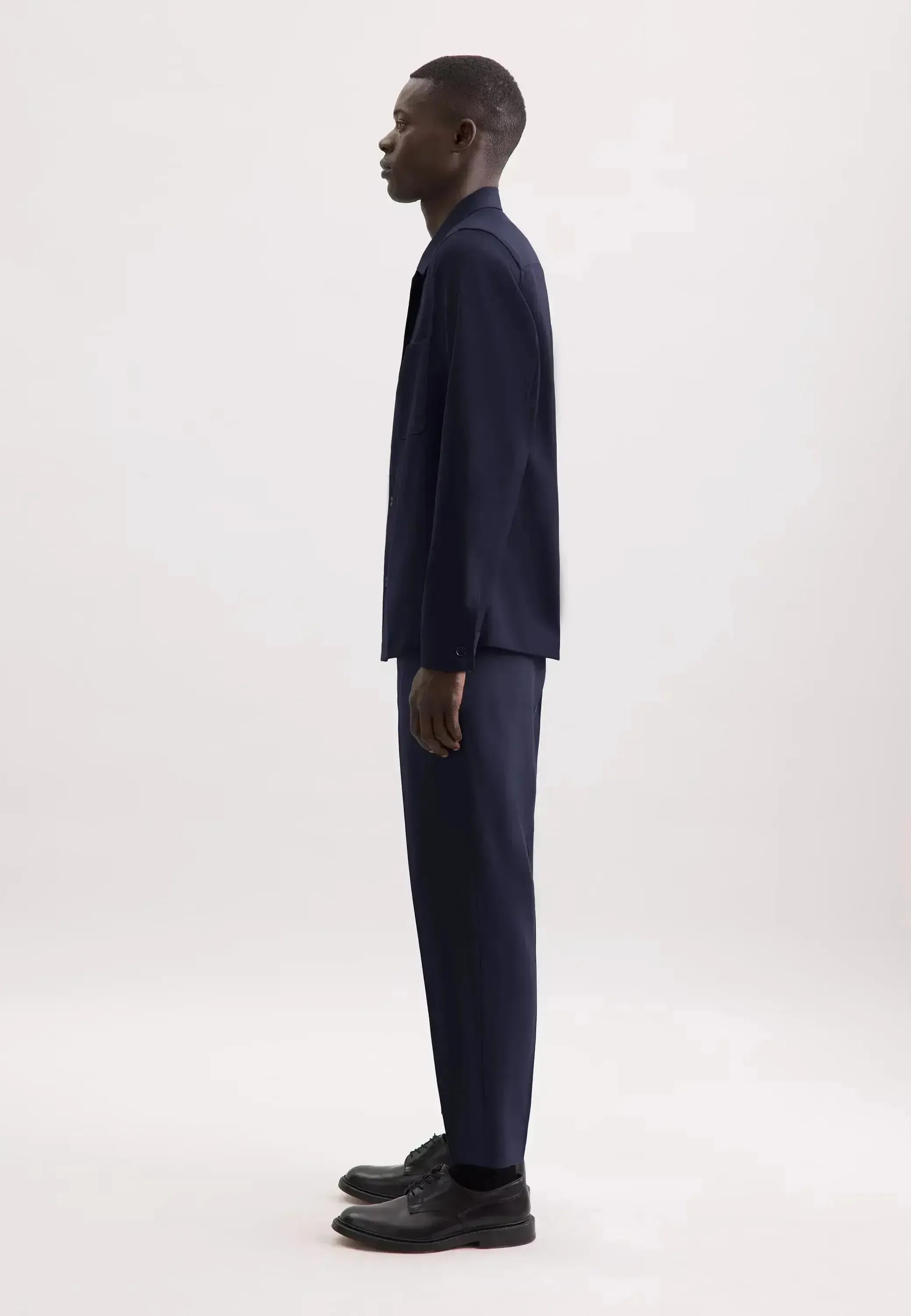 Seidensticker-Seidensticker Regular Fit Wool Mix Casual Lapel Overshirt Dark Blue-NORTHERN THREADS DESIGNER MENSWEAR