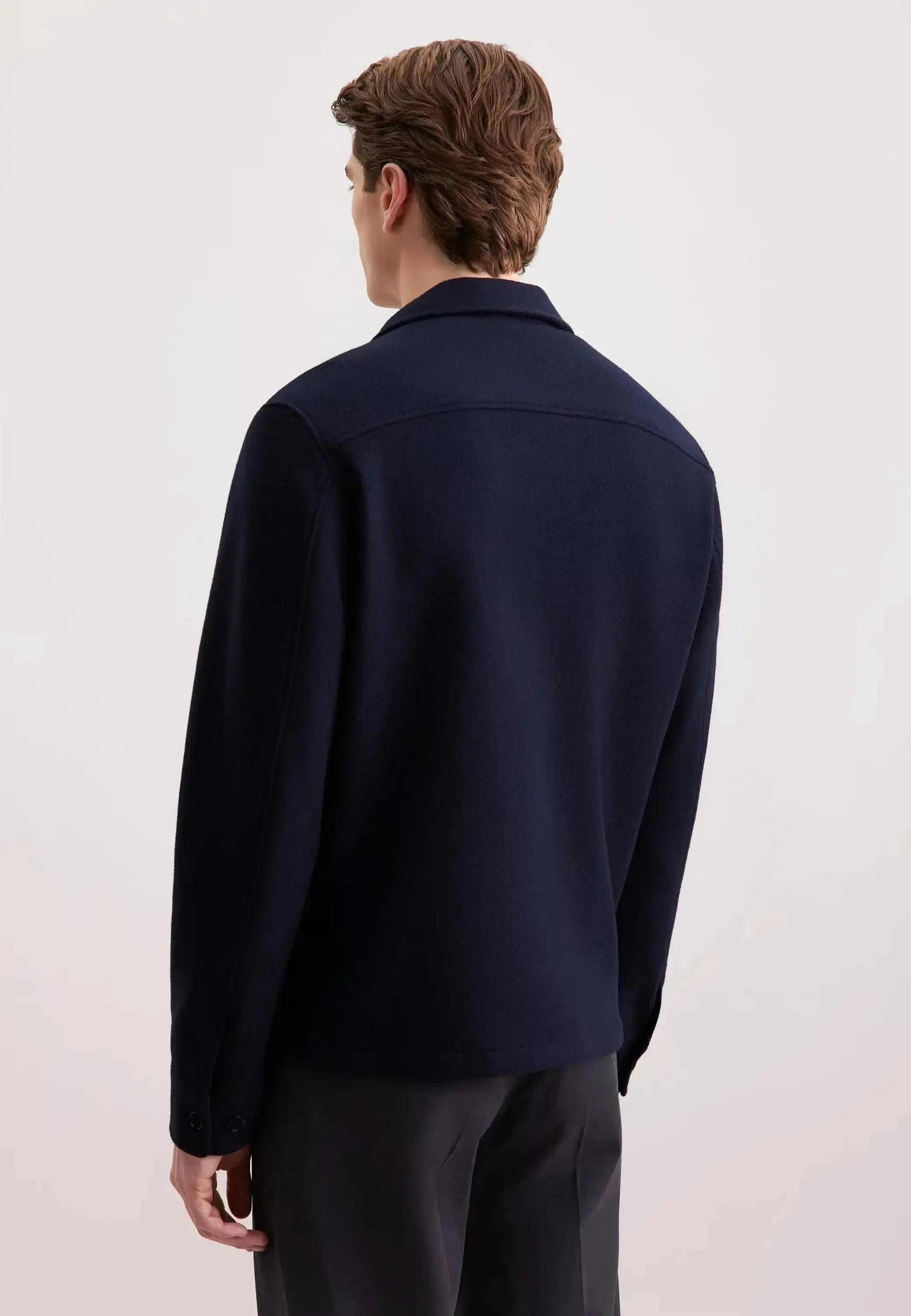 Seidensticker-Seidensticker Regular Fit Wool Mix Casual Overshirt Dark Blue-NORTHERN THREADS DESIGNER MENSWEAR