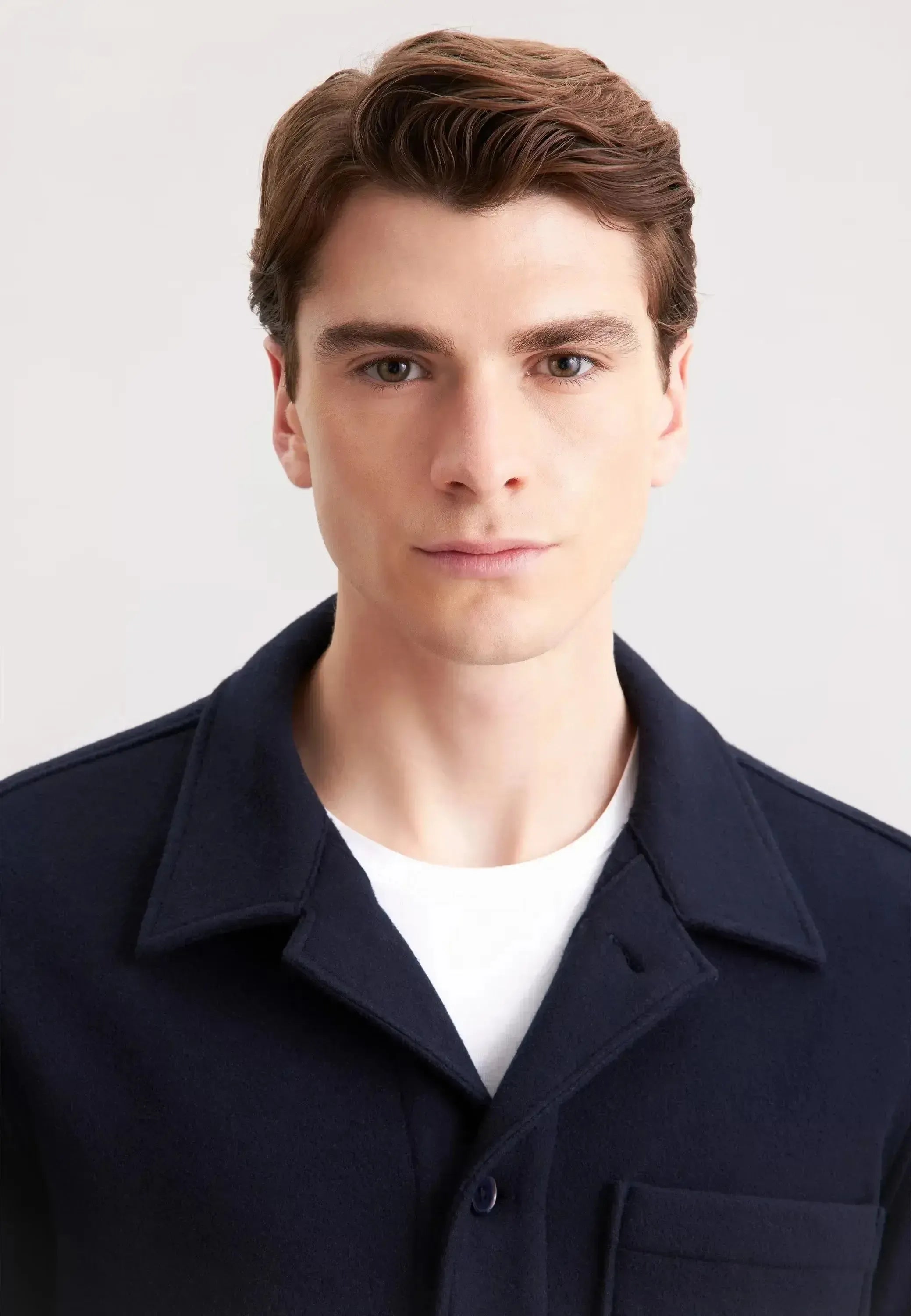 Seidensticker-Seidensticker Regular Fit Wool Mix Casual Overshirt Dark Blue-NORTHERN THREADS DESIGNER MENSWEAR