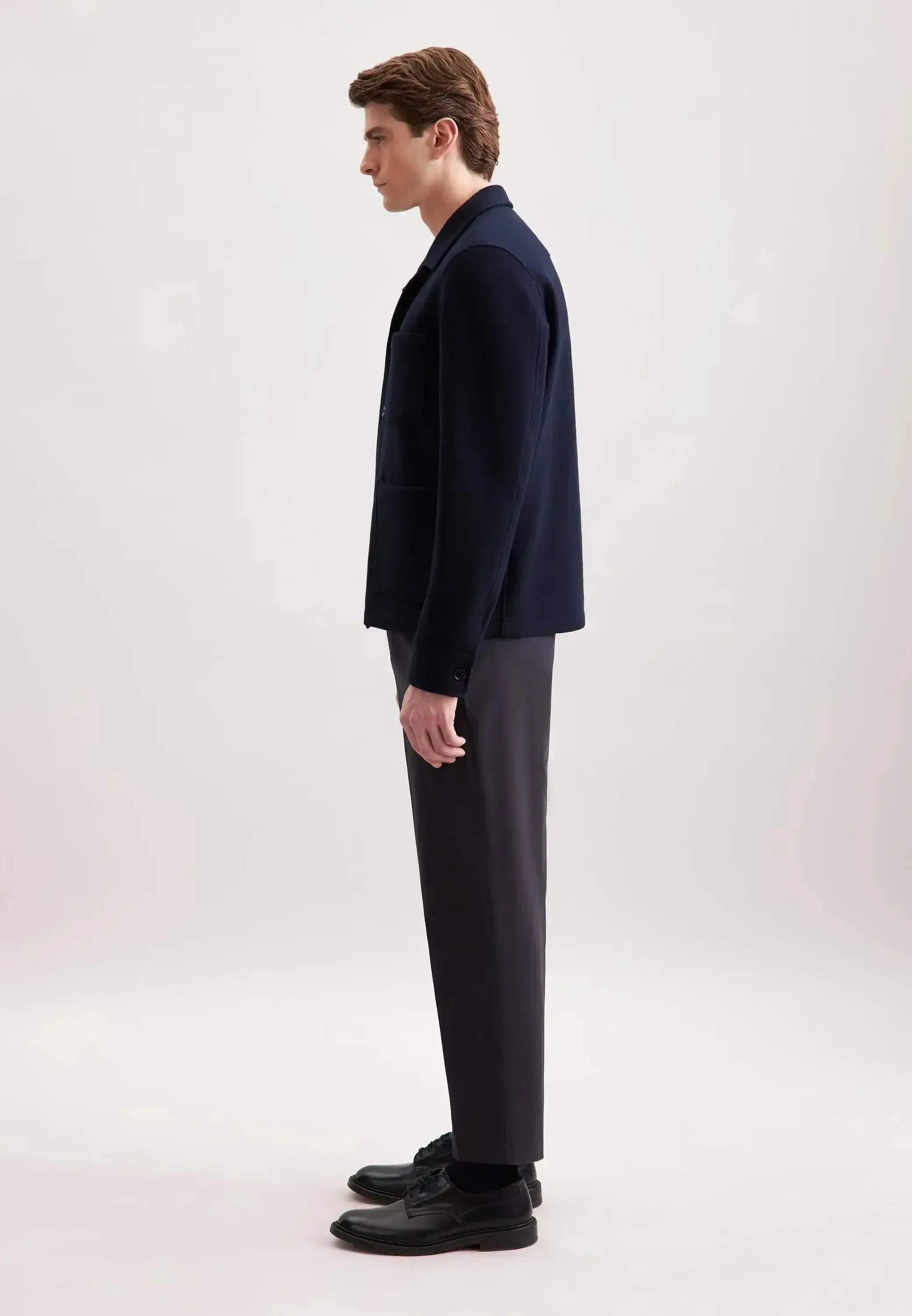 Seidensticker-Seidensticker Regular Fit Wool Mix Casual Overshirt Dark Blue-NORTHERN THREADS DESIGNER MENSWEAR