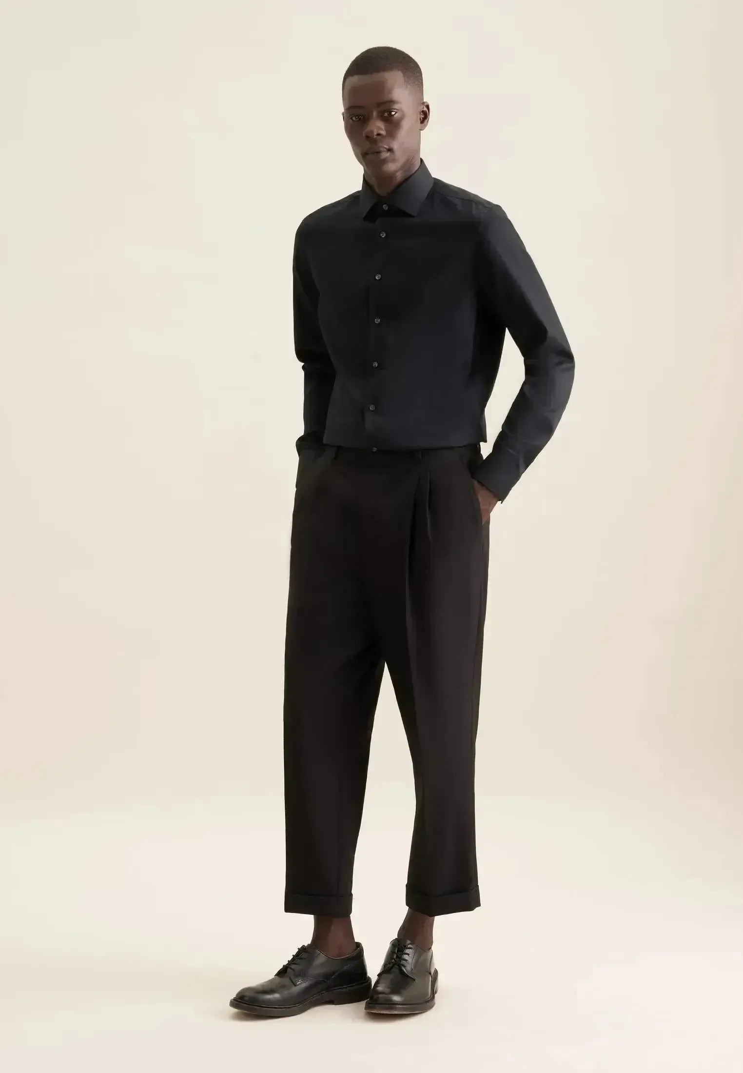 Seidensticker-Seidensticker Shaped Fit No Iron New Kent Business Shirt Black-NORTHERN THREADS DESIGNER MENSWEAR