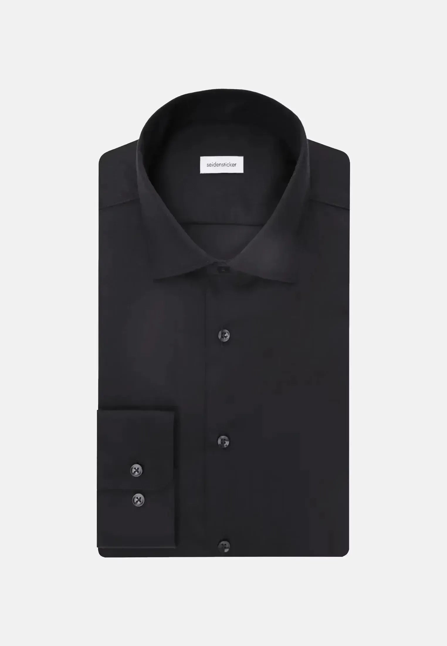 Seidensticker-Seidensticker Shaped Fit No Iron New Kent Business Shirt Black-NORTHERN THREADS DESIGNER MENSWEAR