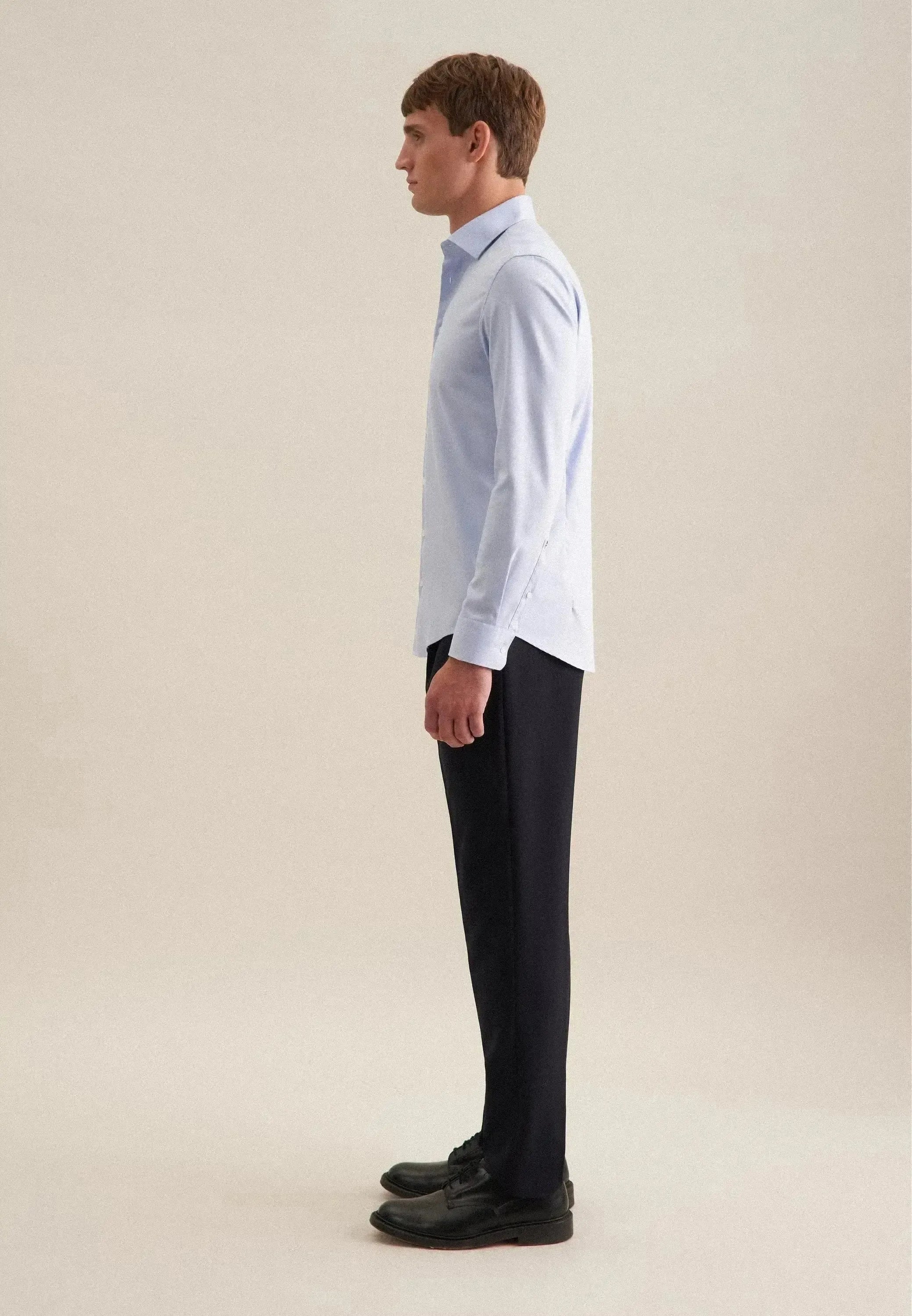 Seidensticker-Seidensticker Shaped Fit No Iron New Kent Business Shirt Light Blue-NORTHERN THREADS DESIGNER MENSWEAR