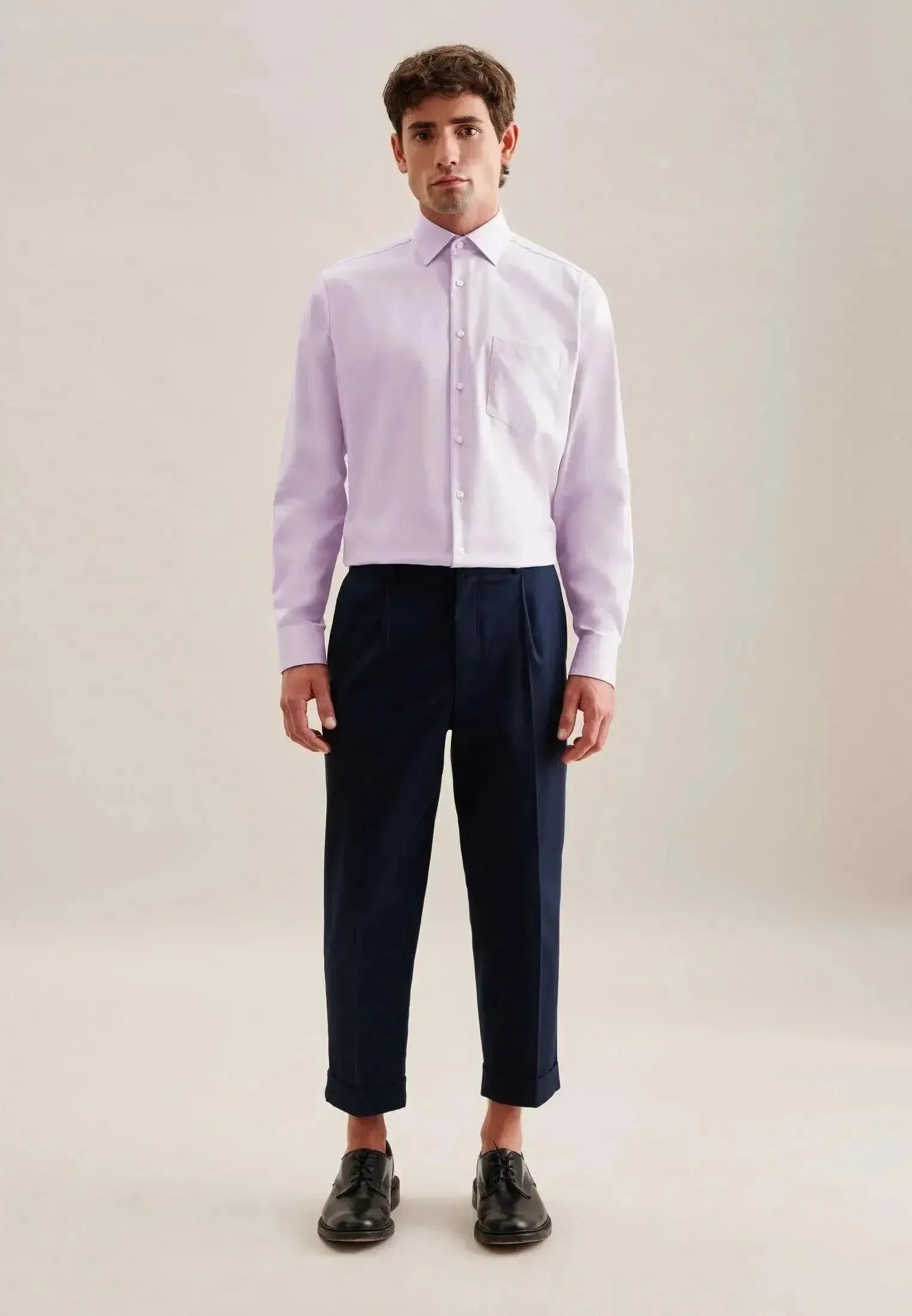 Seidensticker-Seidensticker Shaped Fit No Iron New Kent Business Shirt Light Purple-NORTHERN THREADS DESIGNER MENSWEAR