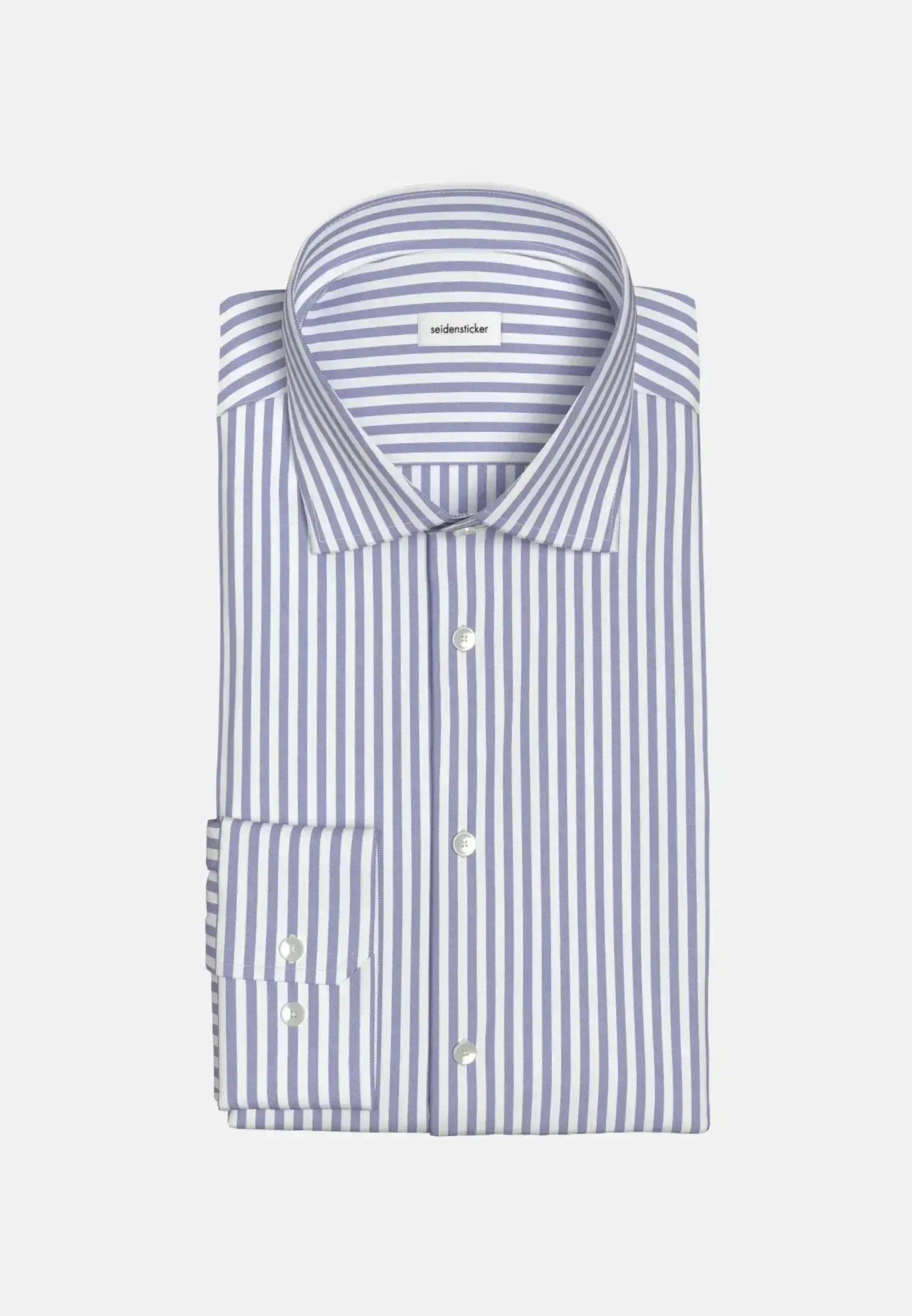 Seidensticker-Seidensticker Shaped Fit No Iron New Kent Striped Business Shirt Light Blue-NORTHERN THREADS DESIGNER MENSWEAR