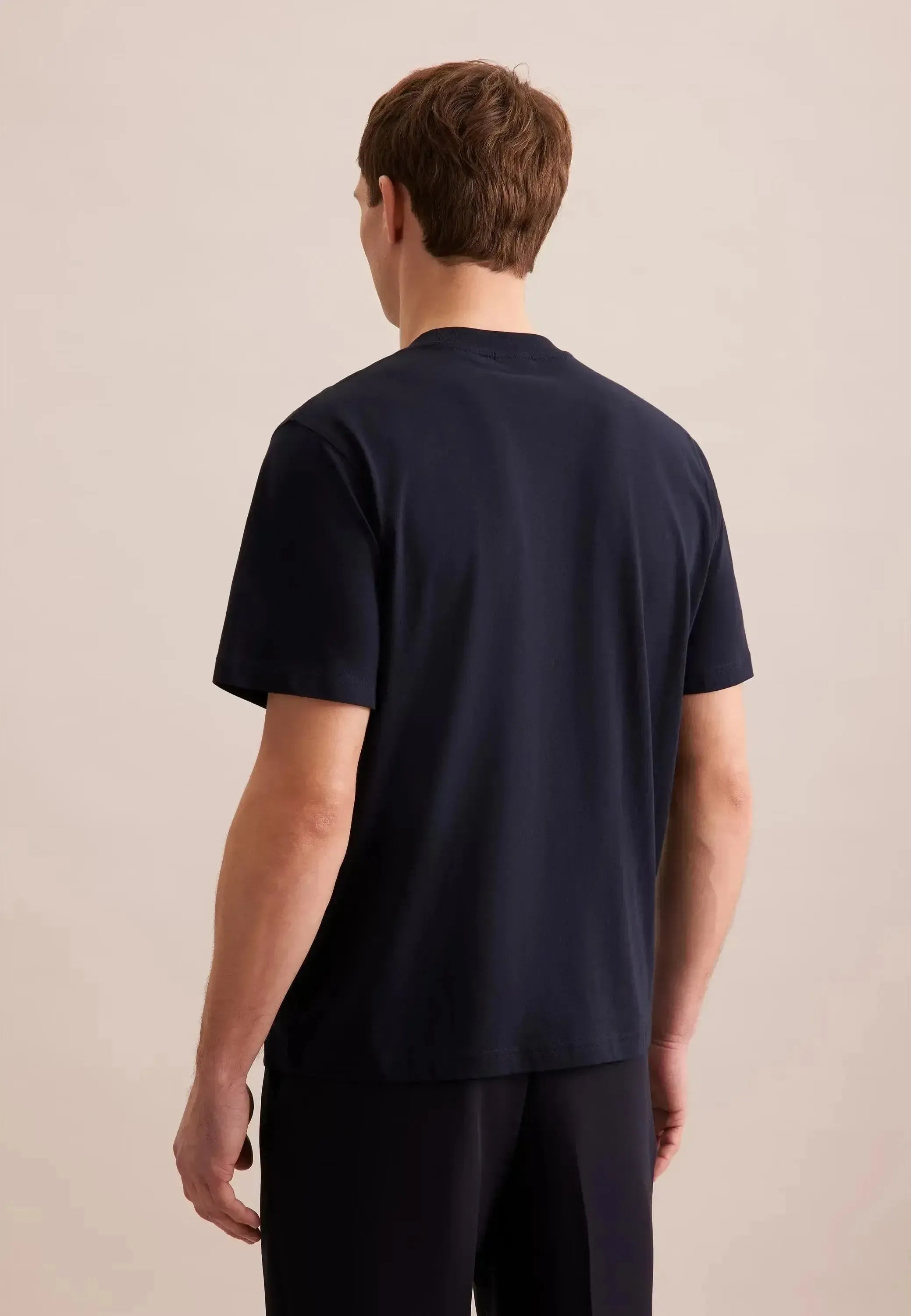 Seidensticker-Seidensticker Single Jersey T-Shirt Dark Blue-NORTHERN THREADS DESIGNER MENSWEAR