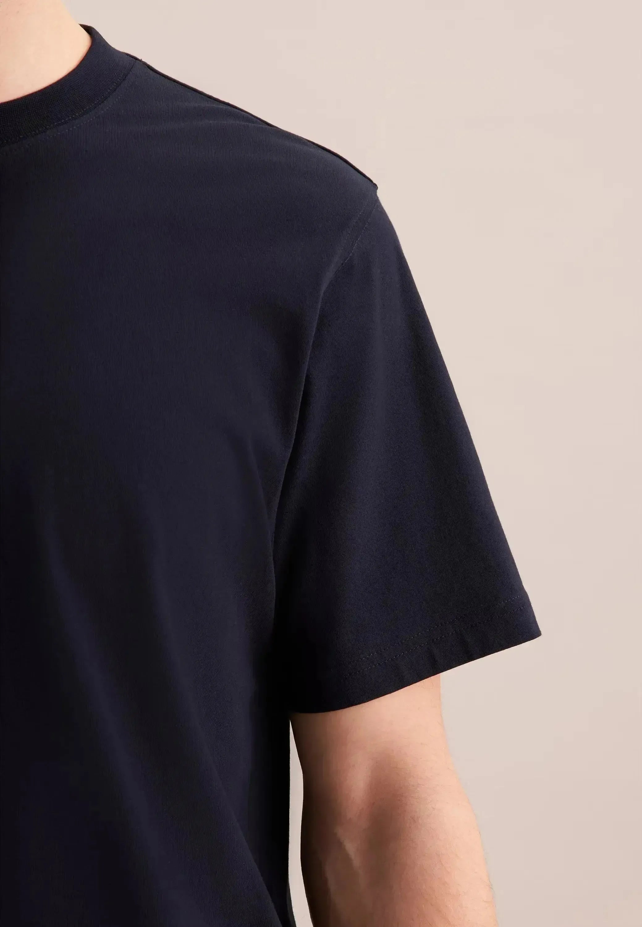 Seidensticker-Seidensticker Single Jersey T-Shirt Dark Blue-NORTHERN THREADS DESIGNER MENSWEAR