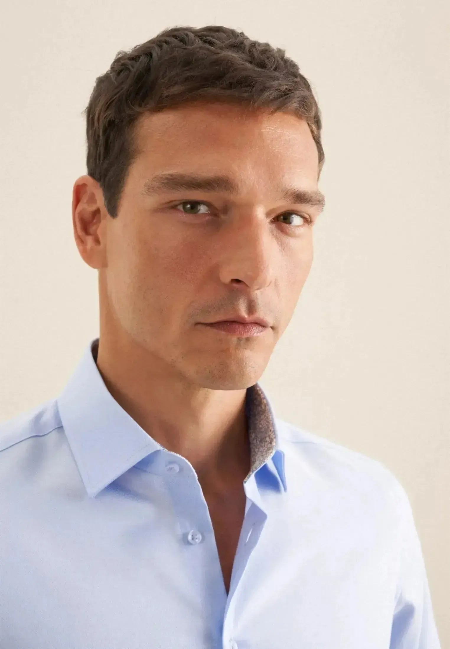 Seidensticker-Seidensticker Slim Fit Easy Iron Business Kent Contrast Patch Business Shirt Light Blue-NORTHERN THREADS DESIGNER MENSWEAR