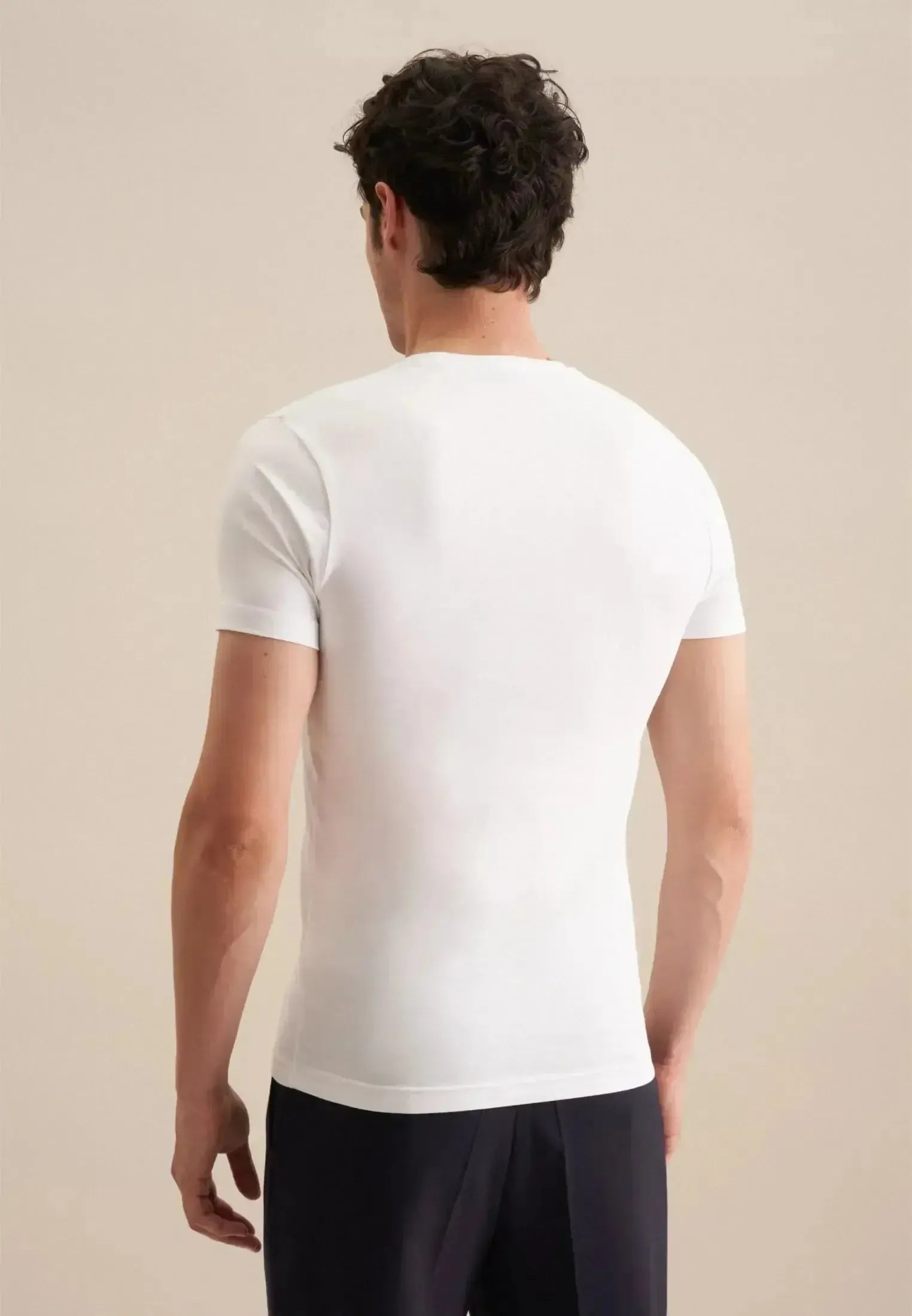 Seidensticker-Seidensticker Stretch Cotton T-Shirt White-NORTHERN THREADS DESIGNER MENSWEAR