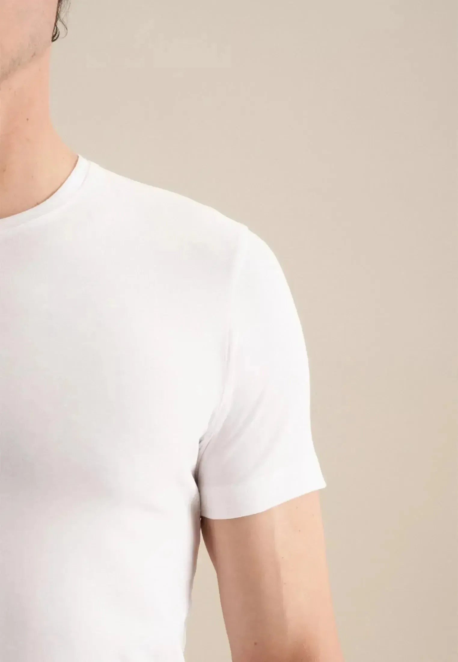 Seidensticker-Seidensticker Stretch Cotton T-Shirt White-NORTHERN THREADS DESIGNER MENSWEAR