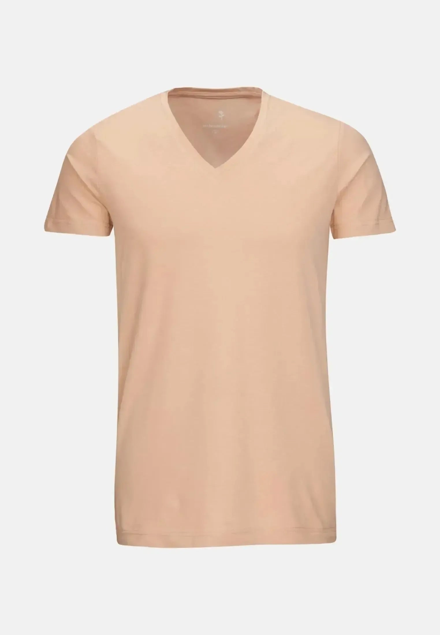 Seidensticker-Seidensticker Stretch Cotton V-Neck T-Shirt Dark Beige-NORTHERN THREADS DESIGNER MENSWEAR