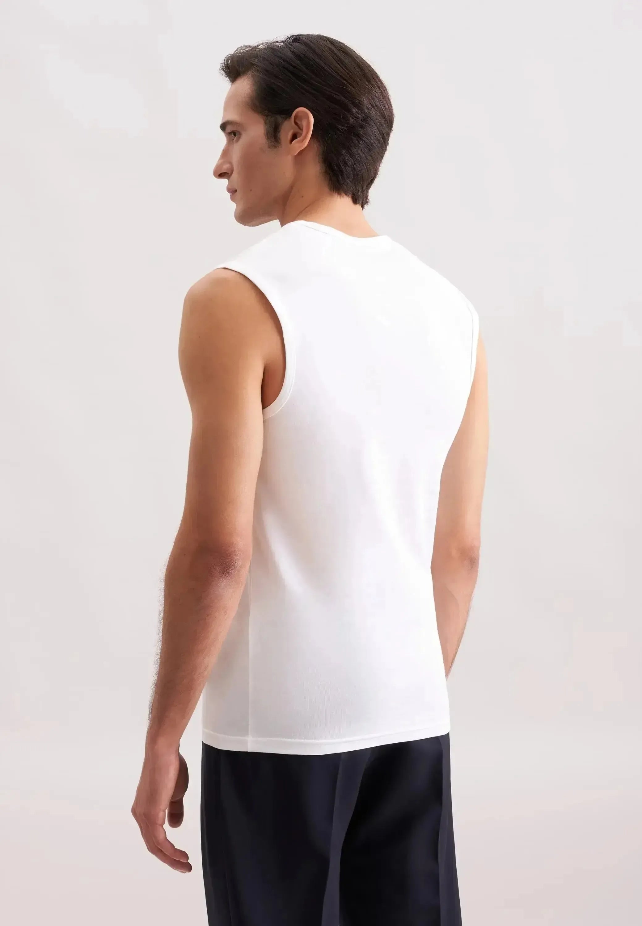 Seidensticker-Seidensticker Stretch Cotton Vest White-NORTHERN THREADS DESIGNER MENSWEAR