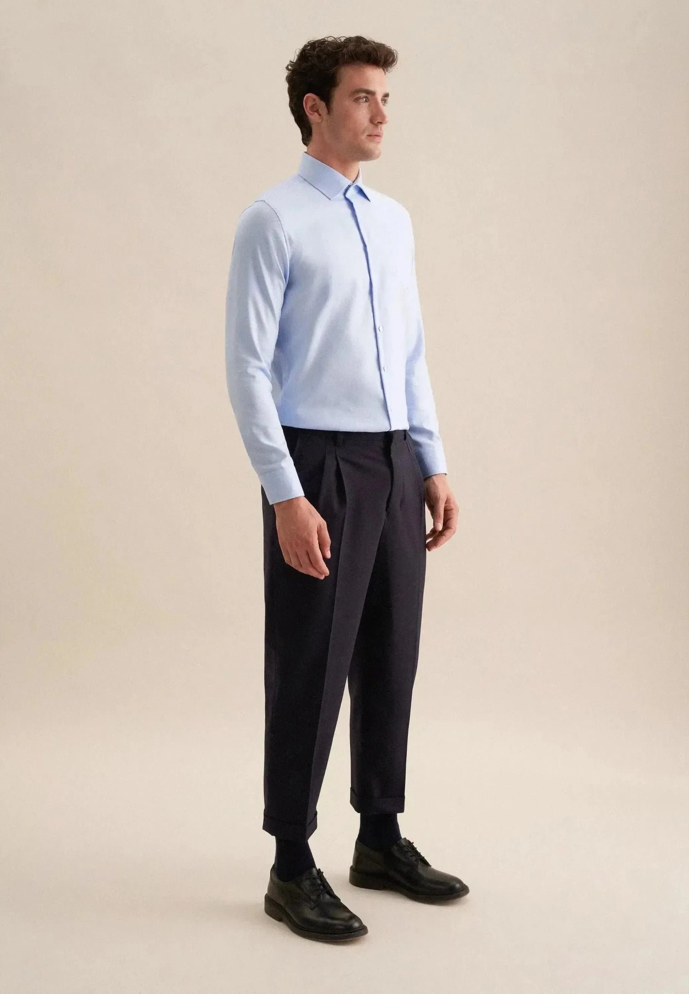 Seidensticker Shaped Fit Easy Iron Kent Collar Business Shirt Light Blue - northern threads