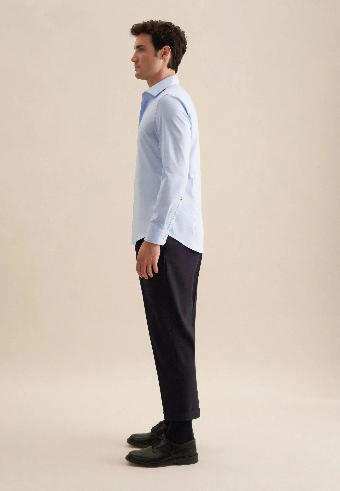 Seidensticker Shaped Fit Easy Iron Kent Collar Business Shirt Light Blue - northern threads
