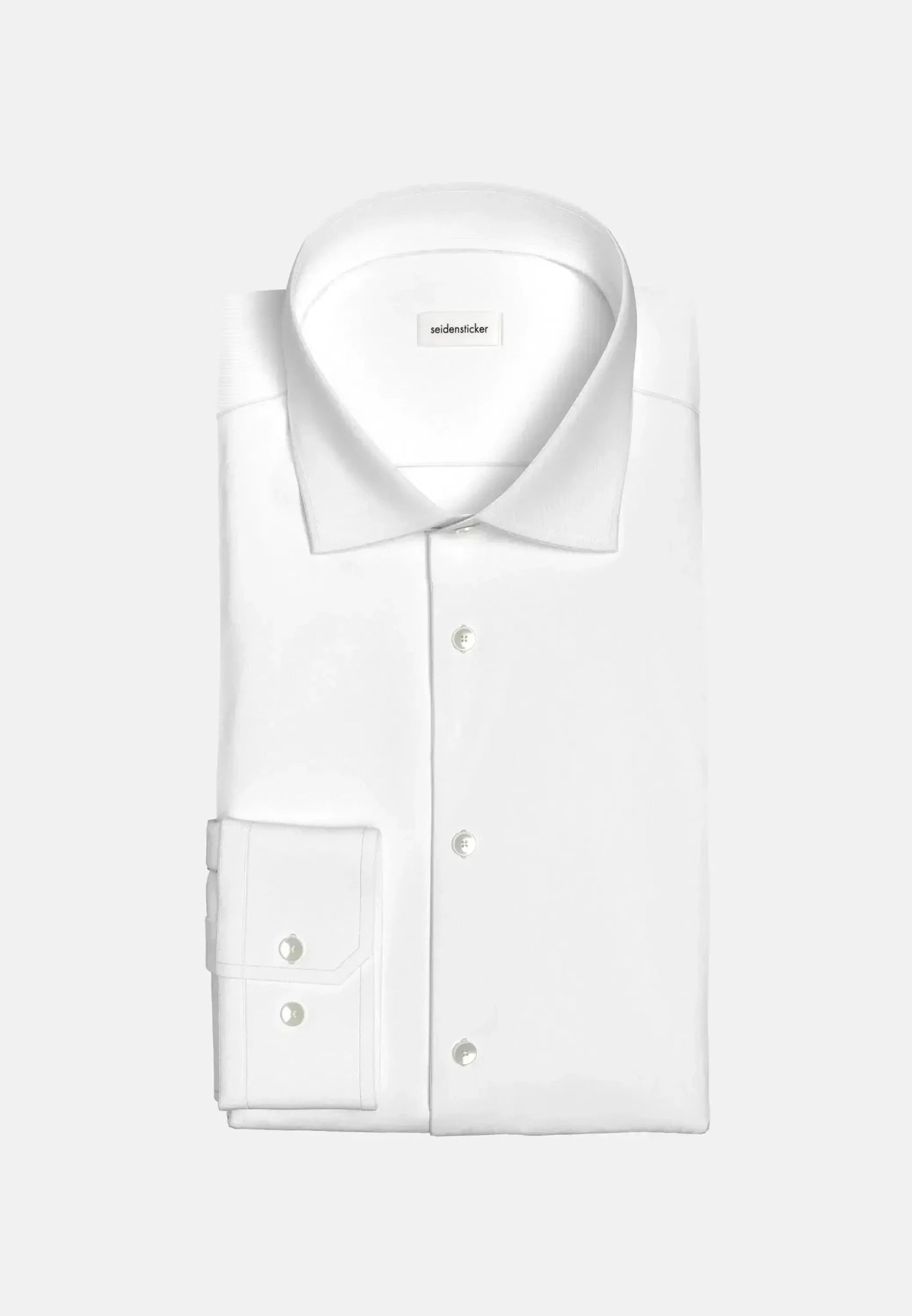 Seidensticker Shaped Fit Easy Iron Kent Collar Business Shirt White - northern threads