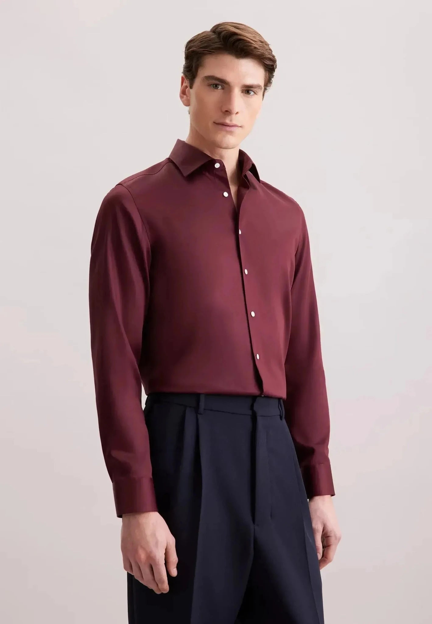 Seidensticker Shaped Fit Easy Iron New Kent Business Shirt Burgundy - northern threads