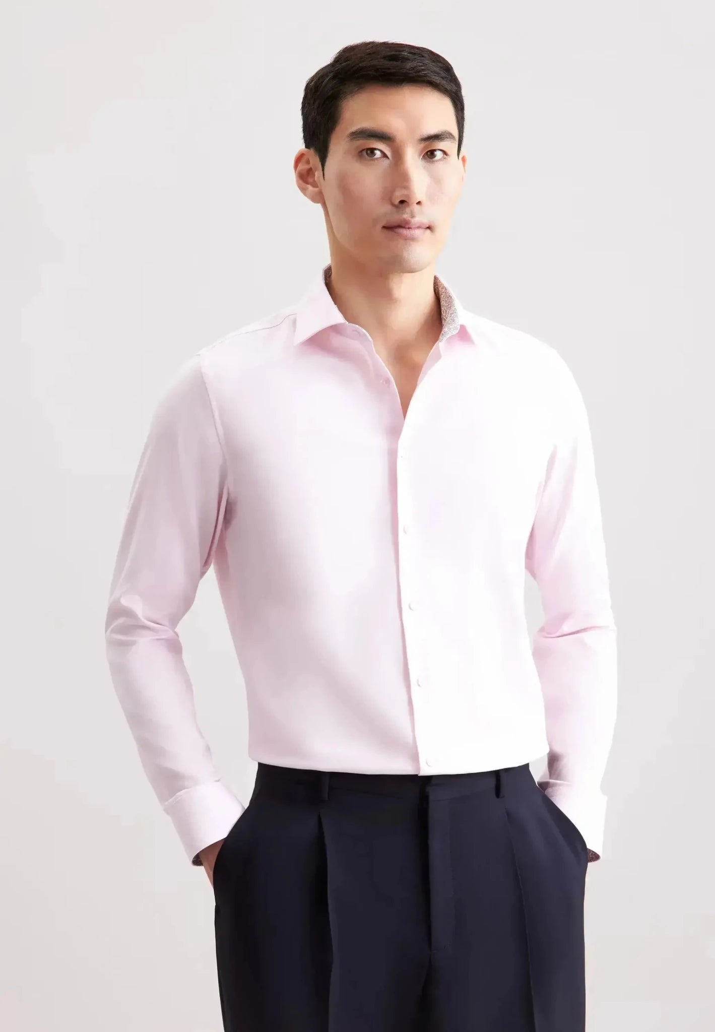 Seidensticker Shaped Fit No Iron Contrast Patched Kent Collar Business Shirt Pink - 01.845537-42-38 - northern threads uk