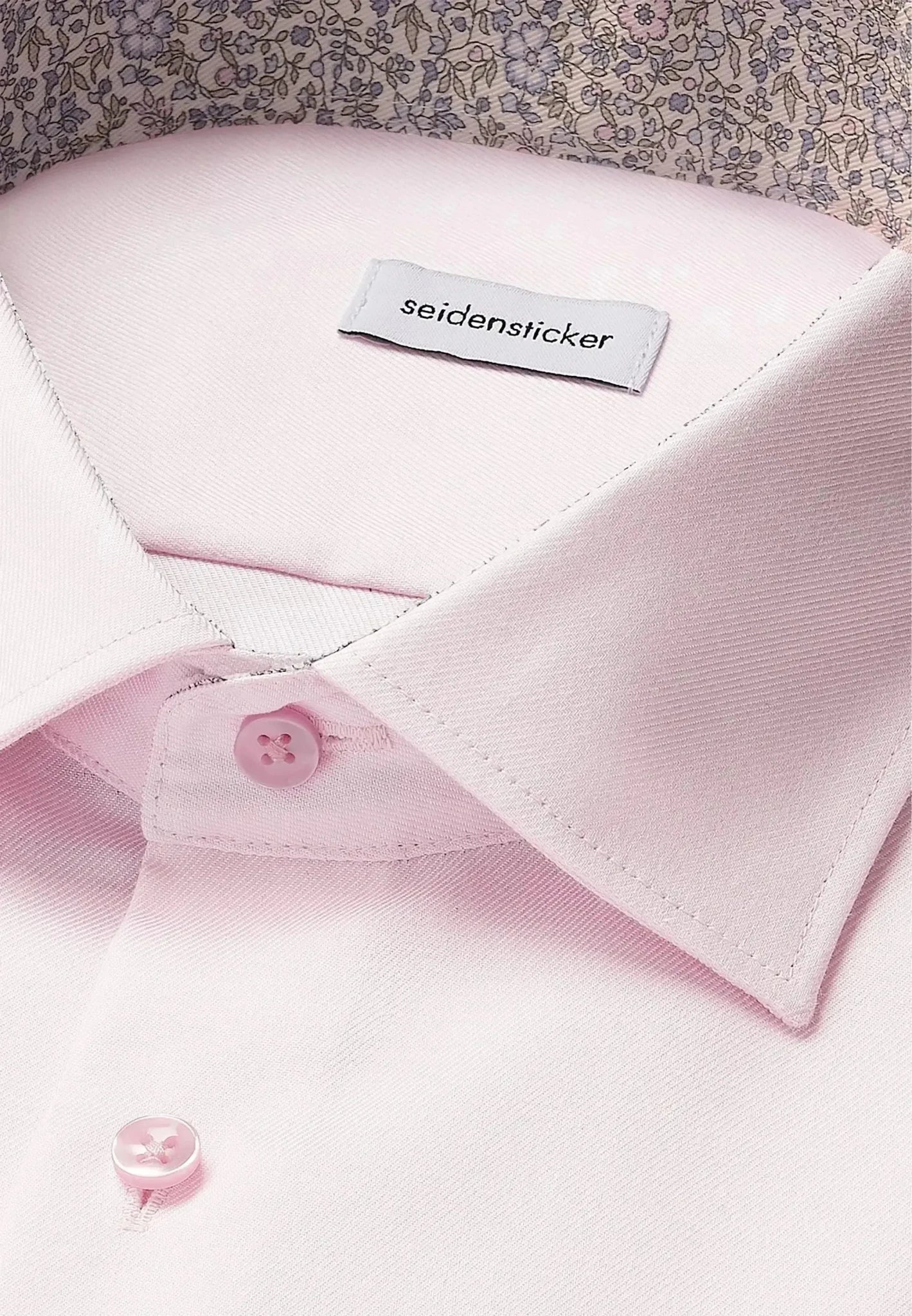 Seidensticker Shaped Fit No Iron Contrast Patched Kent Collar Business Shirt Pink - 01.845537-42-38 - northern threads uk