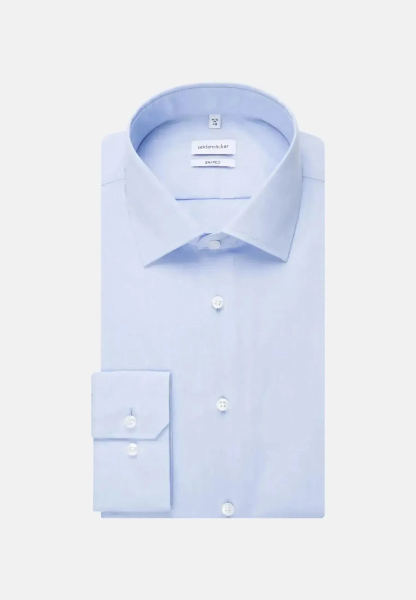 Seidensticker Shaped Fit No Iron Kent Collar Business Shirt Light Blue - northern threads