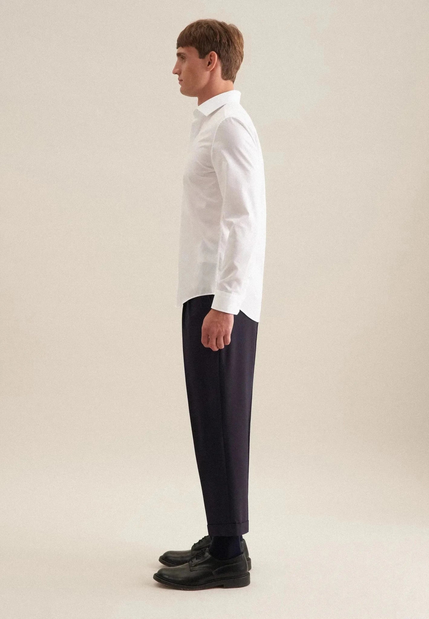 Seidensticker Shaped Fit No Iron Kent Collar Business Shirt White - northern threads