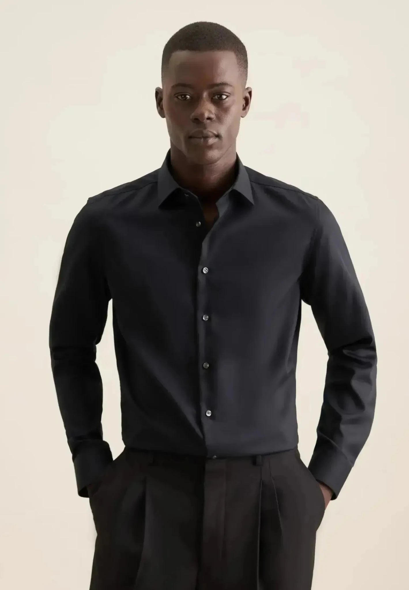 Seidensticker Shaped Fit No Iron New Kent Business Shirt Black - northern threads
