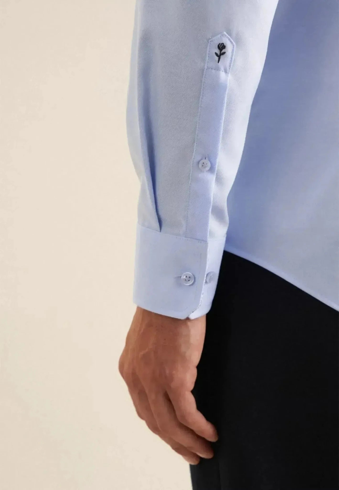 Seidensticker Slim Fit Easy Iron Business Kent Contrast Patch Business Shirt Light Blue - northern threads