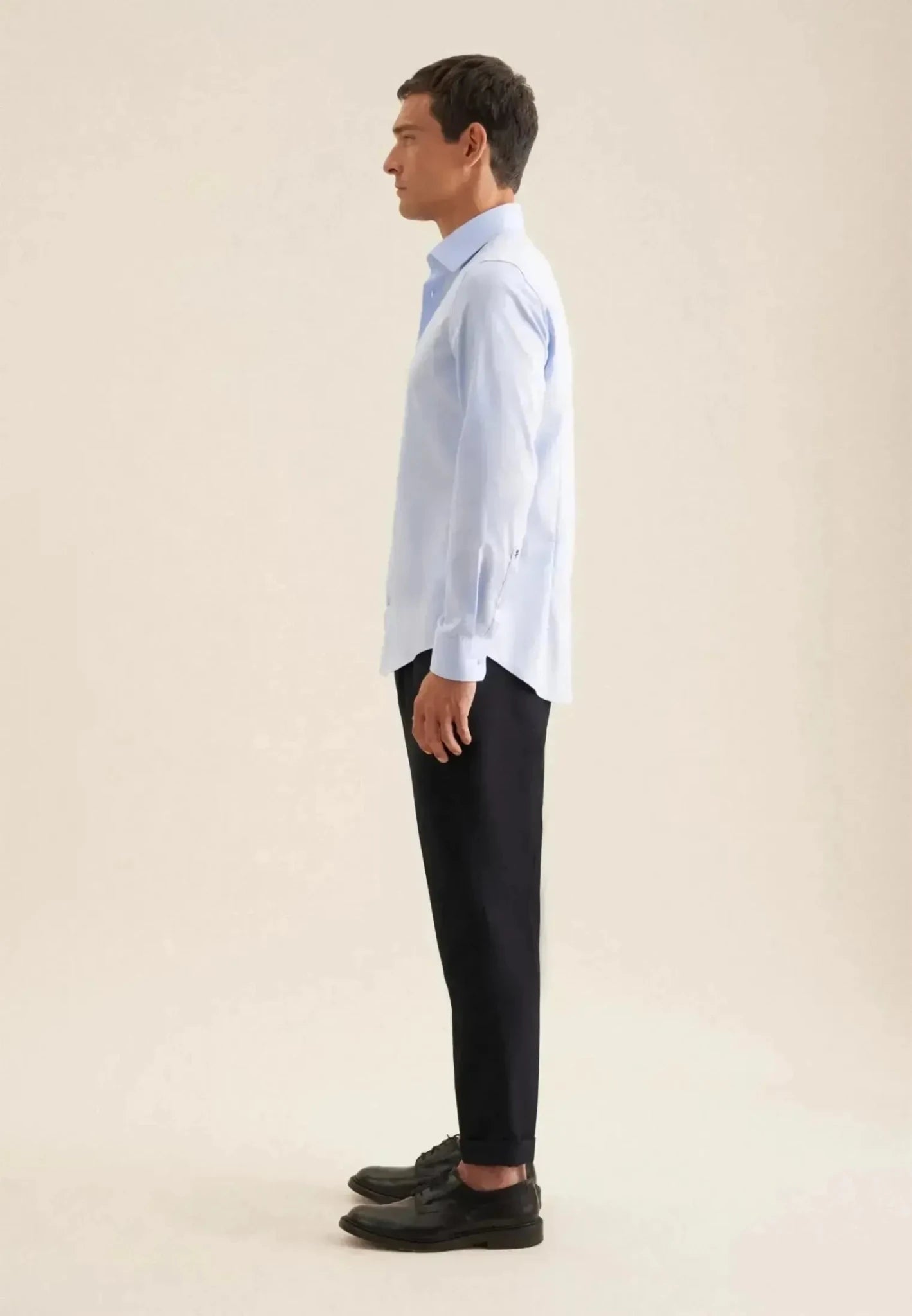 Seidensticker Slim Fit Easy Iron Business Kent Contrast Patch Business Shirt Light Blue - northern threads