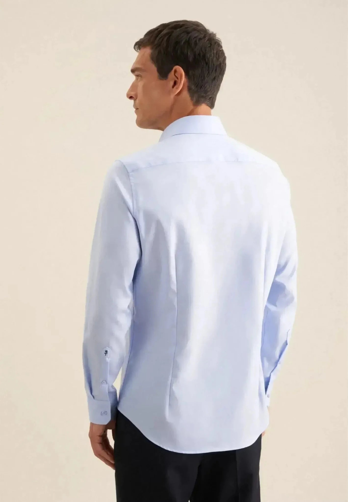 Seidensticker Slim Fit Easy Iron Business Kent Contrast Patch Business Shirt Light Blue - northern threads
