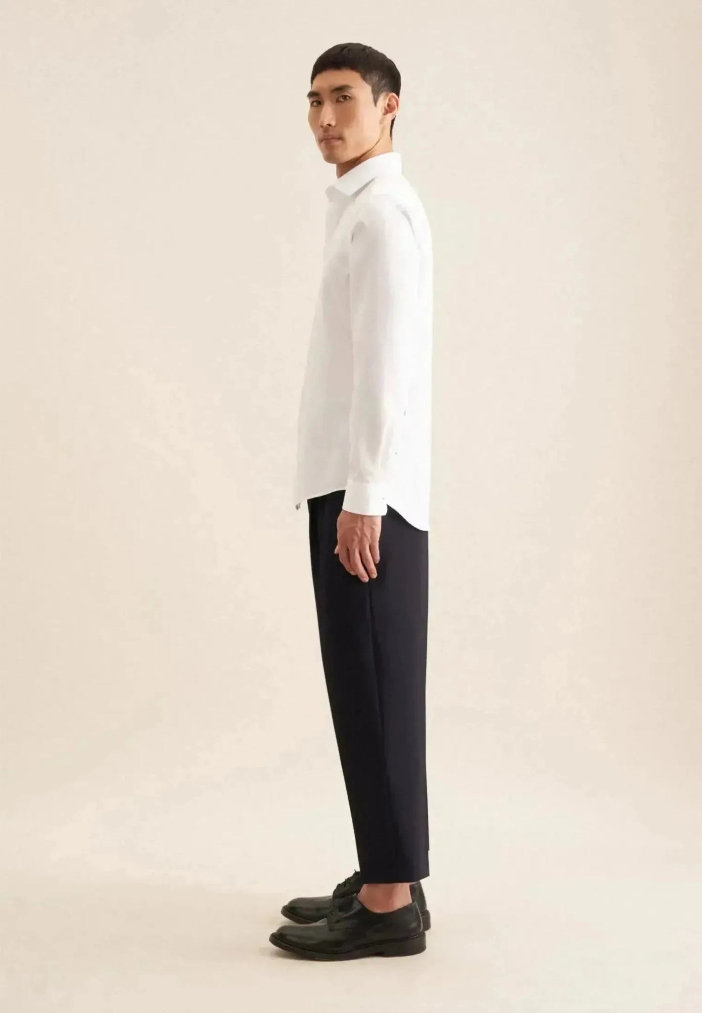 Seidensticker Slim Fit Easy Iron Business Kent Contrast Patch Business Shirt White - northern threads