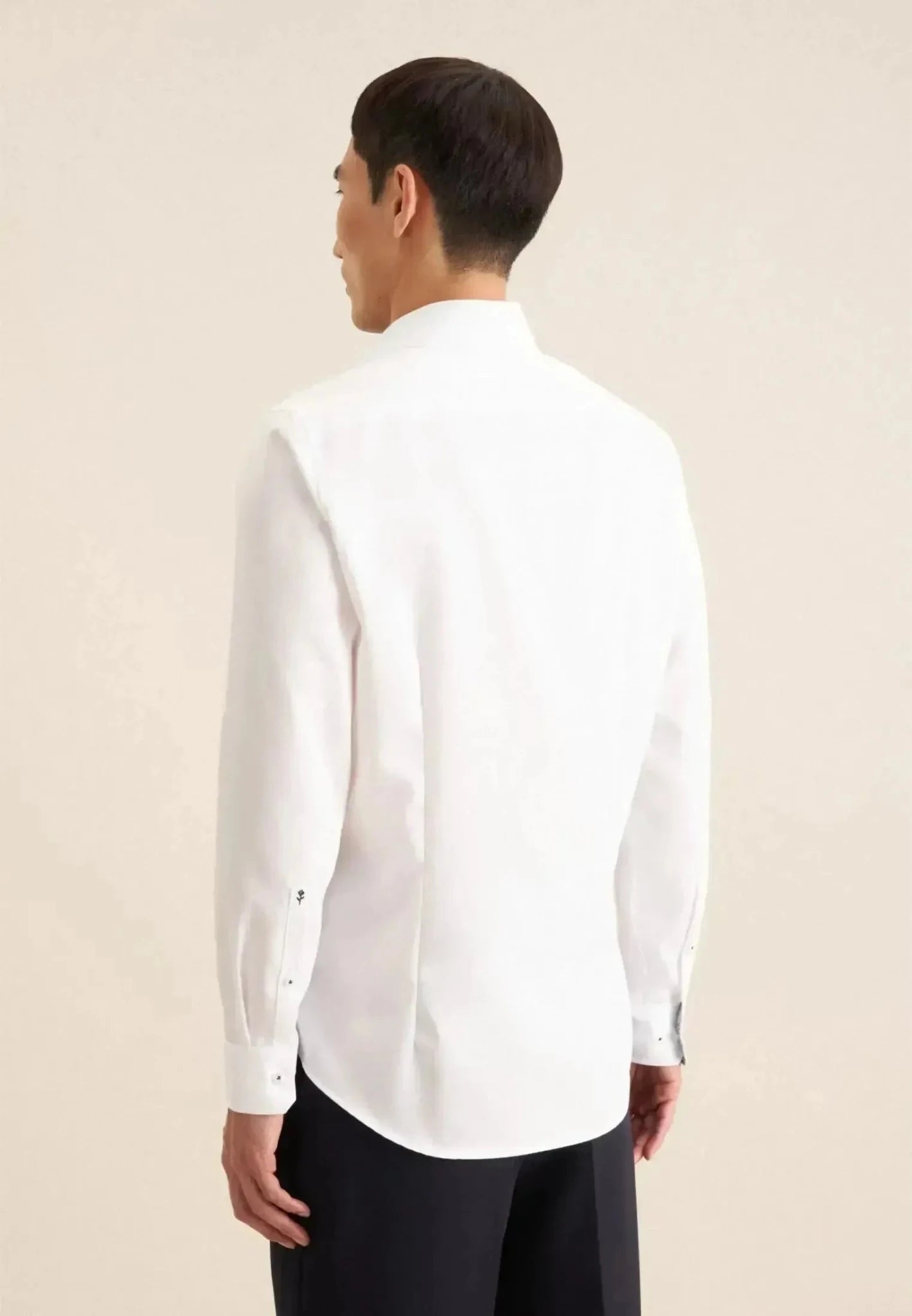 Seidensticker Slim Fit Easy Iron Business Kent Contrast Patch Business Shirt White - northern threads