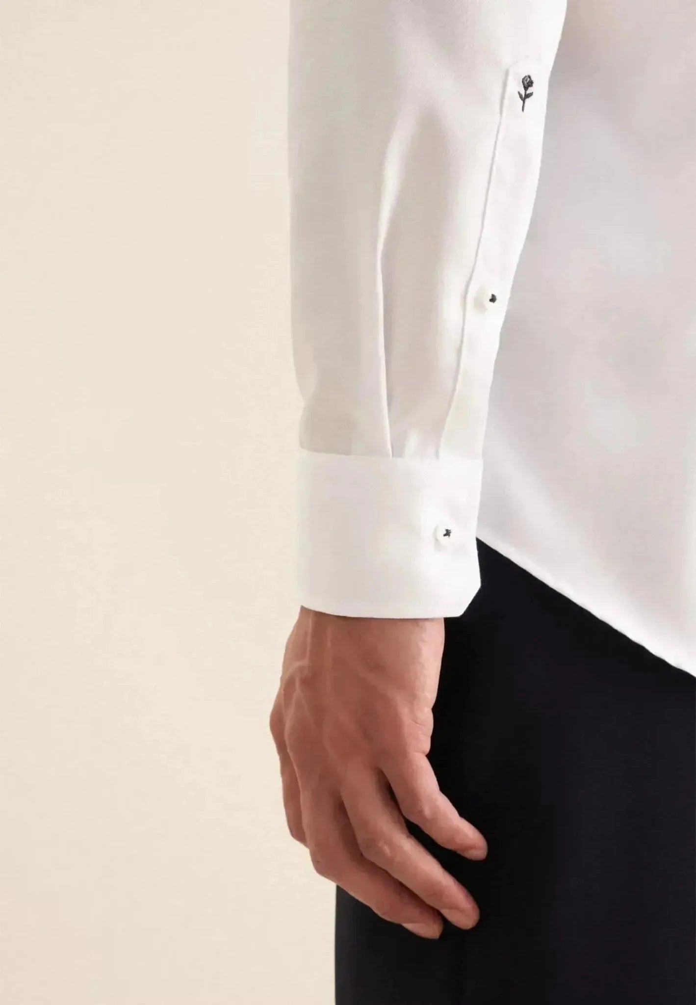Seidensticker Slim Fit Easy Iron Business Kent Contrast Patch Business Shirt White - northern threads