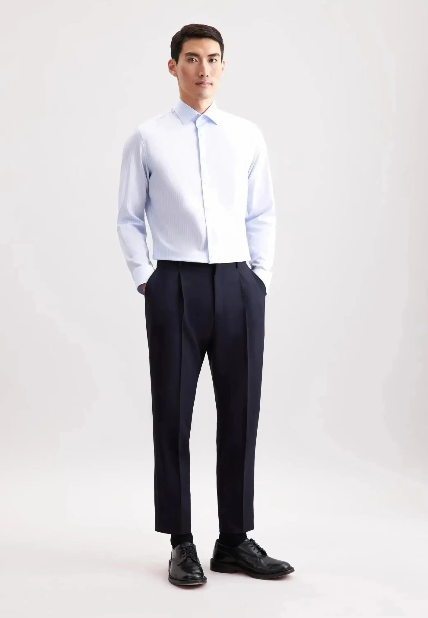 Seidensticker Slim Fit No Iron New Kent Striped Business Shirt Light Blue - 01.845435-10-37 - northern threads uk