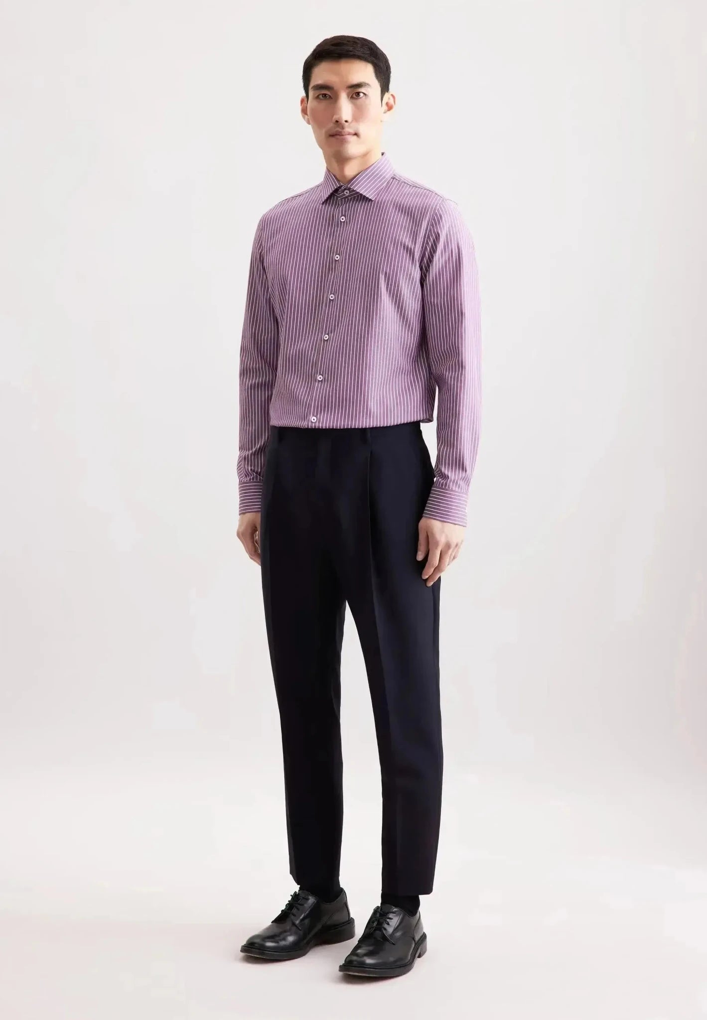 Seidensticker Slim Fit No Iron New Kent Striped Business Shirt Lilac - 01.845435-87-37 - northern threads uk