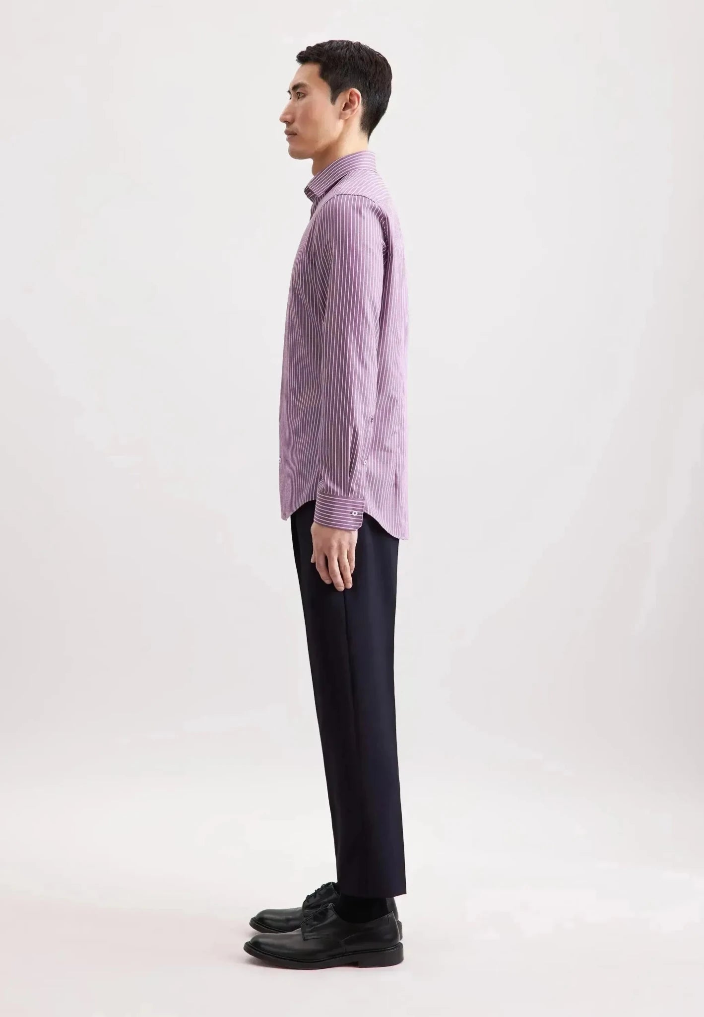 Seidensticker Slim Fit No Iron New Kent Striped Business Shirt Lilac - 01.845435-87-37 - northern threads uk