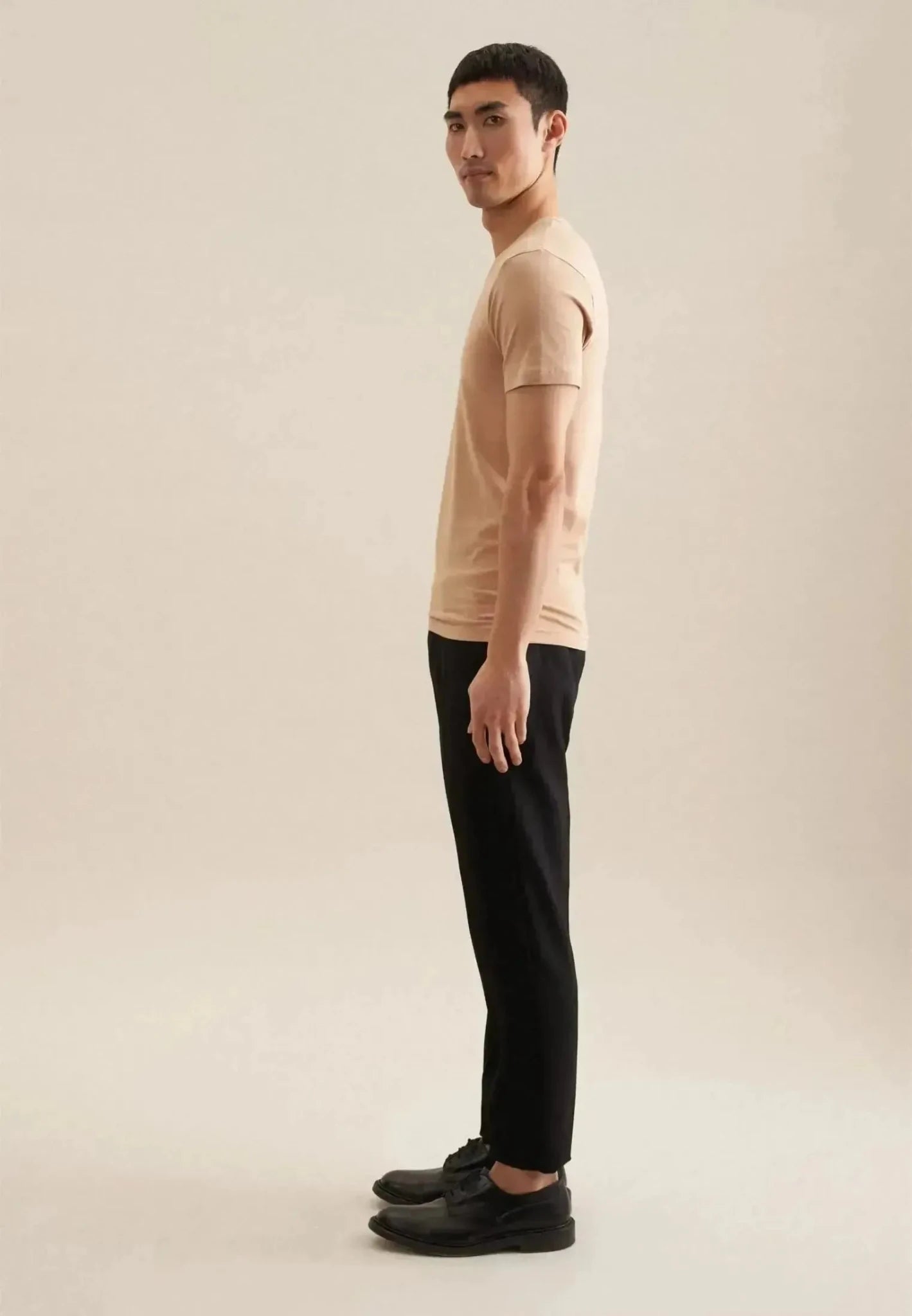 Seidensticker Stretch Cotton V - Neck T-Shirt Dark Beige - northern threads