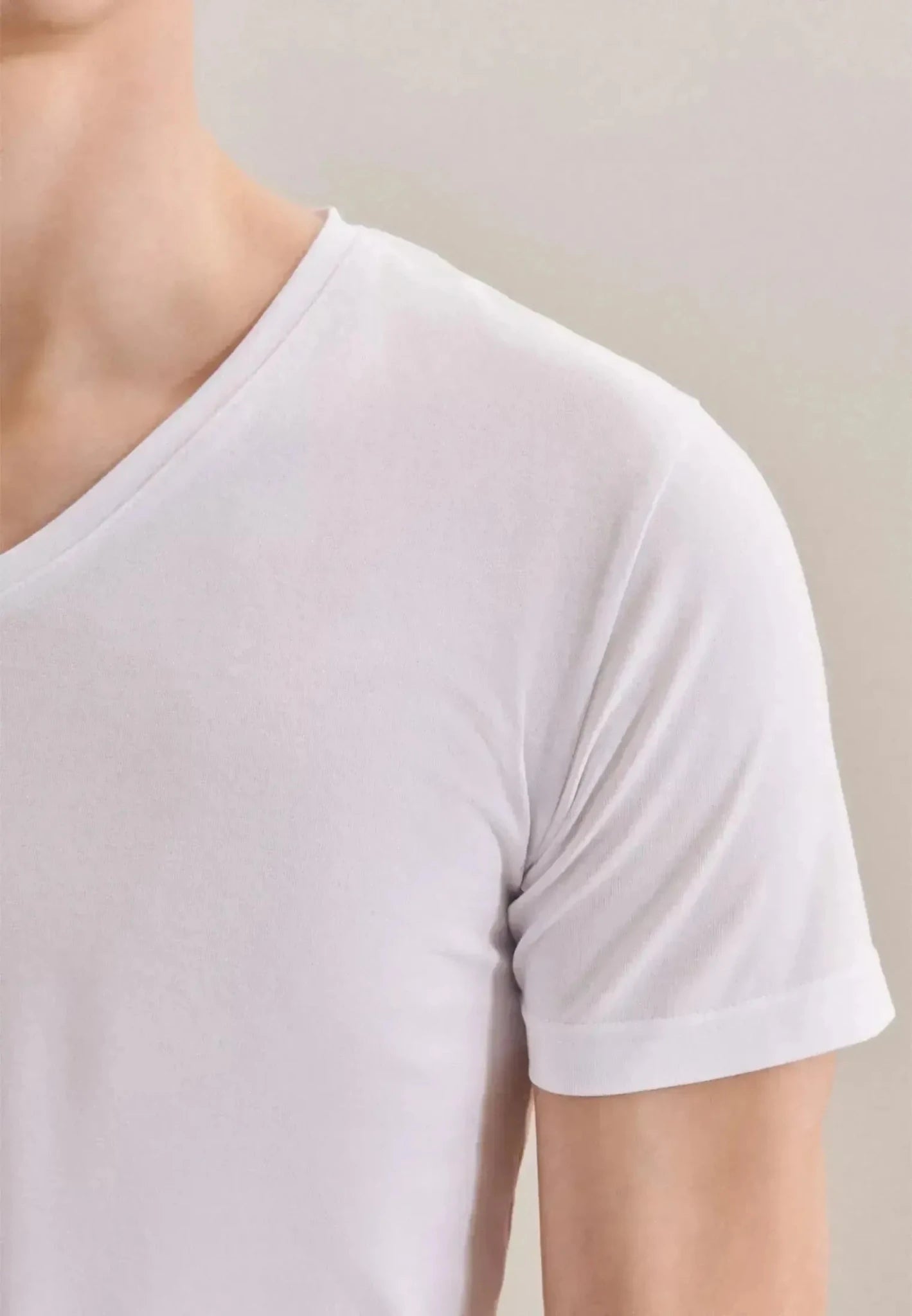 Seidensticker Stretch Cotton V - Neck T-Shirt White - northern threads