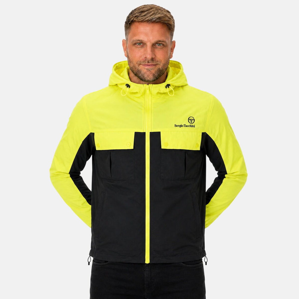 Sergio Tacchini Alba Hooded Jacket Celery Green/Black | Northern Threads Designer Menswear