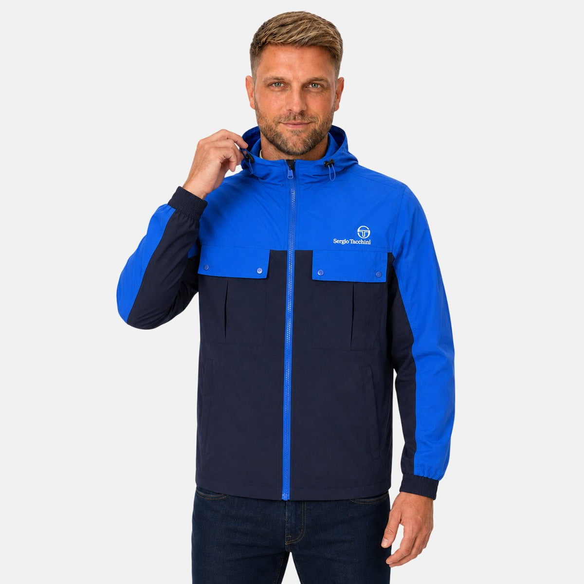 Sergio Tacchini Alba Hooded Jacket Princess Blue/Maritime Blue | Northern Threads Designer Menswear
