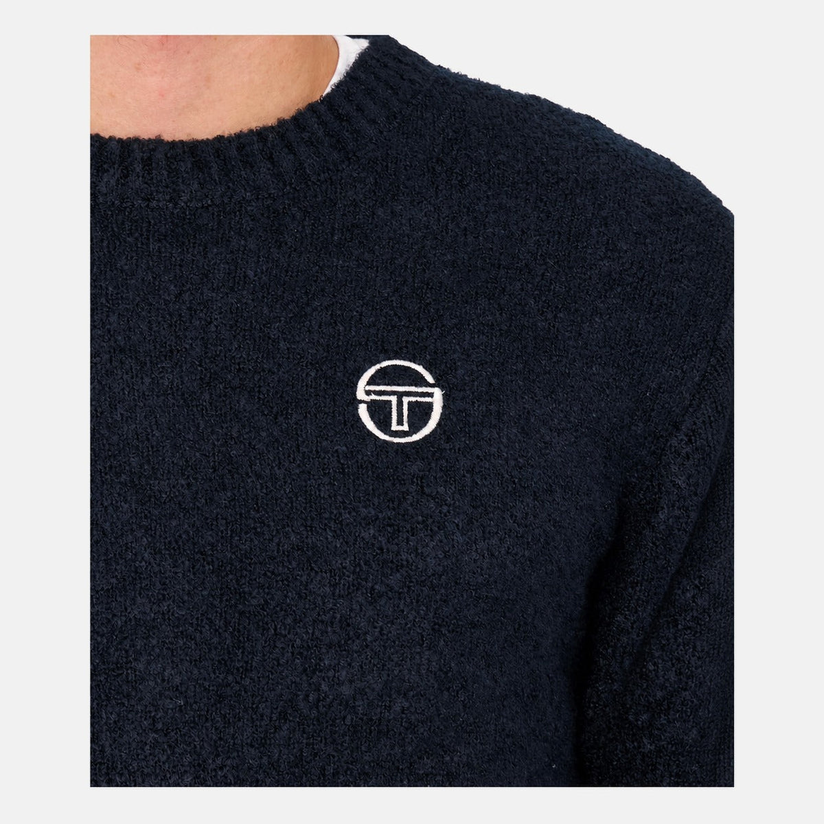 Sergio Tacchini Caputo Crew Neck Knitted Jumper Maritime Blue | Northern Threads Designer Menswear