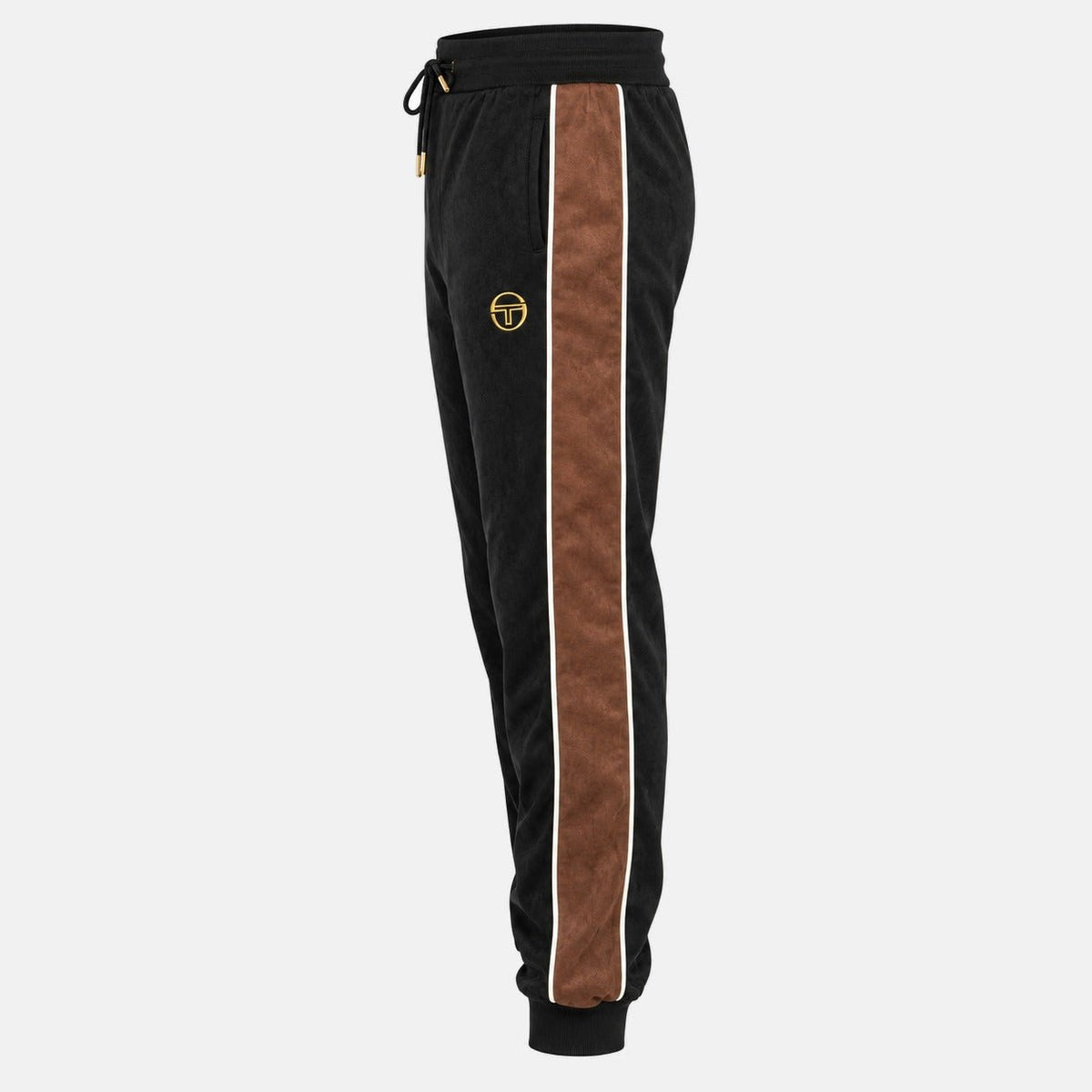 Sergio Tacchini Contrast Suede Track Pant Joggers Black/Potting Soil/Gardenia | Northern Threads Designer Menswear