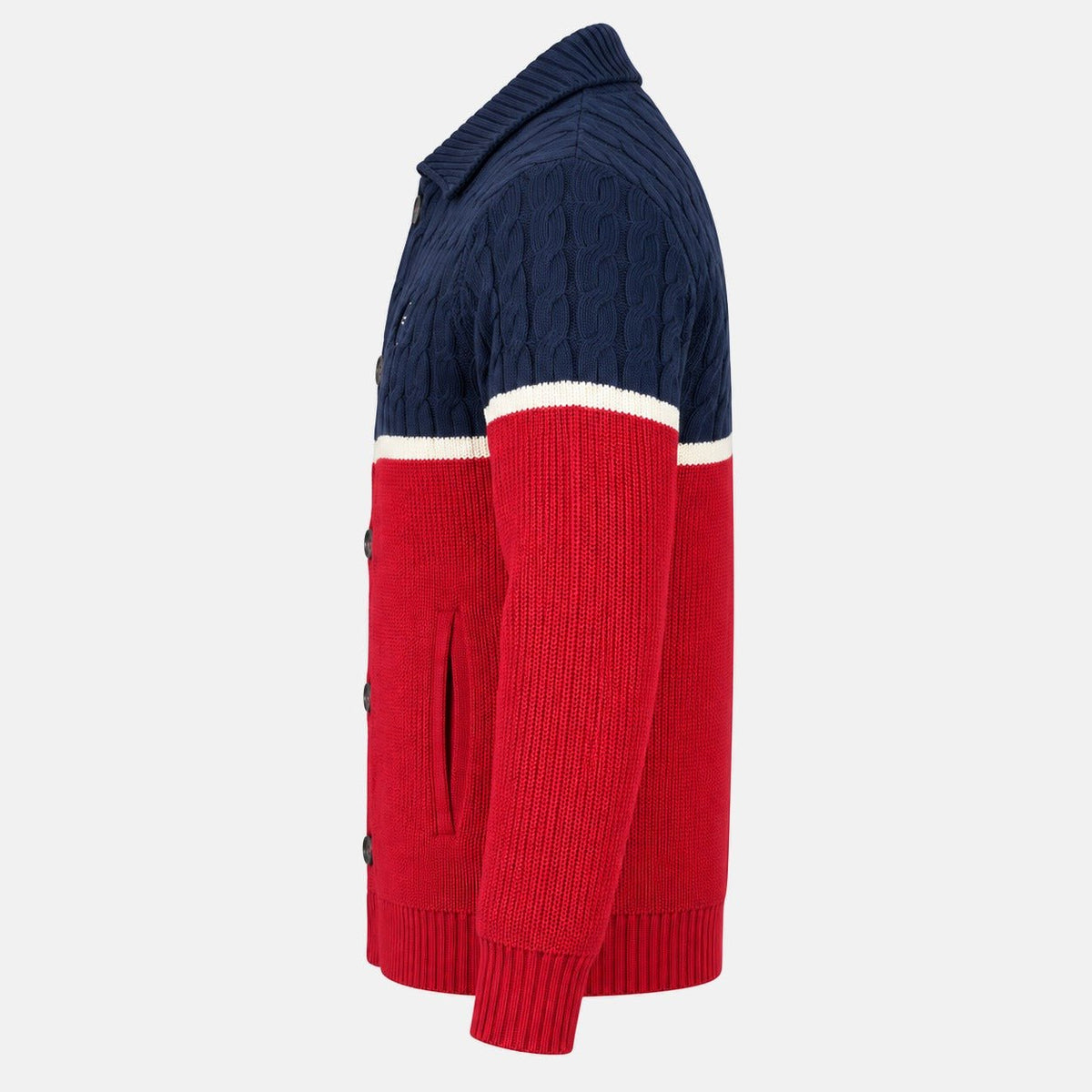 Sergio Tacchini Corte Knitted Cardigan Maritime Blue/Gardenia/Merlot | Northern Threads Designer Menswear