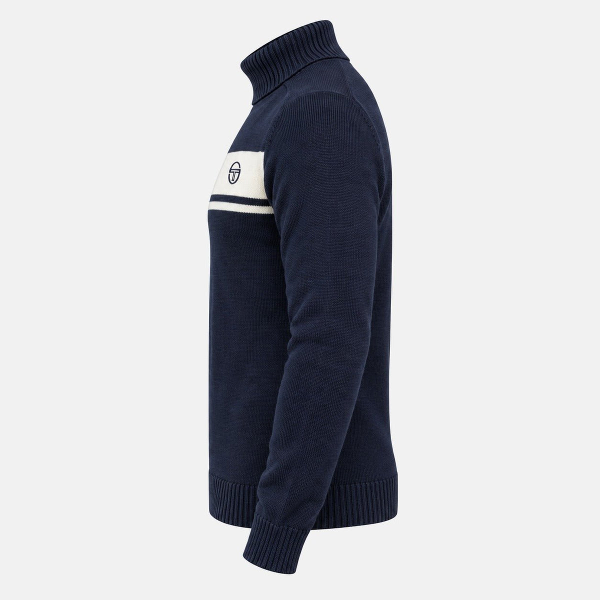 Sergio Tacchini Damarindo Knitted Turtle Neck Jumper Gardenia/Maritime Blue | Northern Threads Designer Menswear