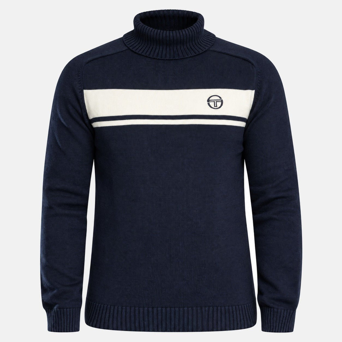 Sergio Tacchini Damarindo Knitted Turtle Neck Jumper Gardenia/Maritime Blue | Northern Threads Designer Menswear