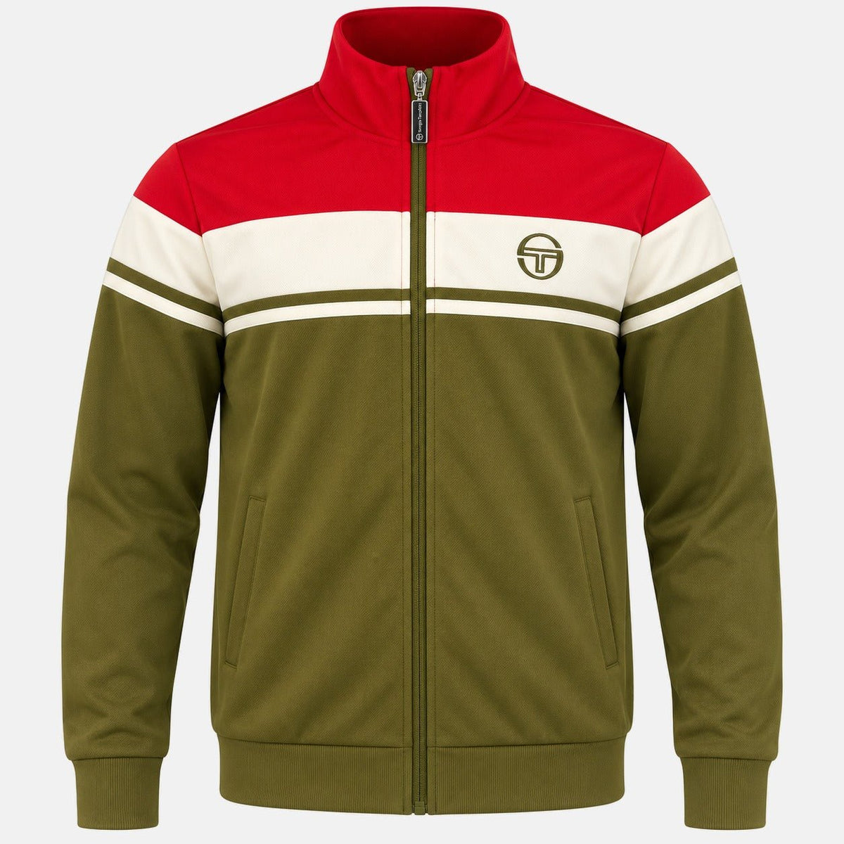 Sergio Tacchini Damarindo Track Top Jacket Adrenaline Rush/Gardenia/Dark Olive | Northern Threads Designer Menswear