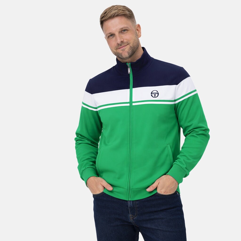Sergio Tacchini Damarindo Track Top Jacket Maritime Blue White Fern Green - SPR1261-M - northern threads uk