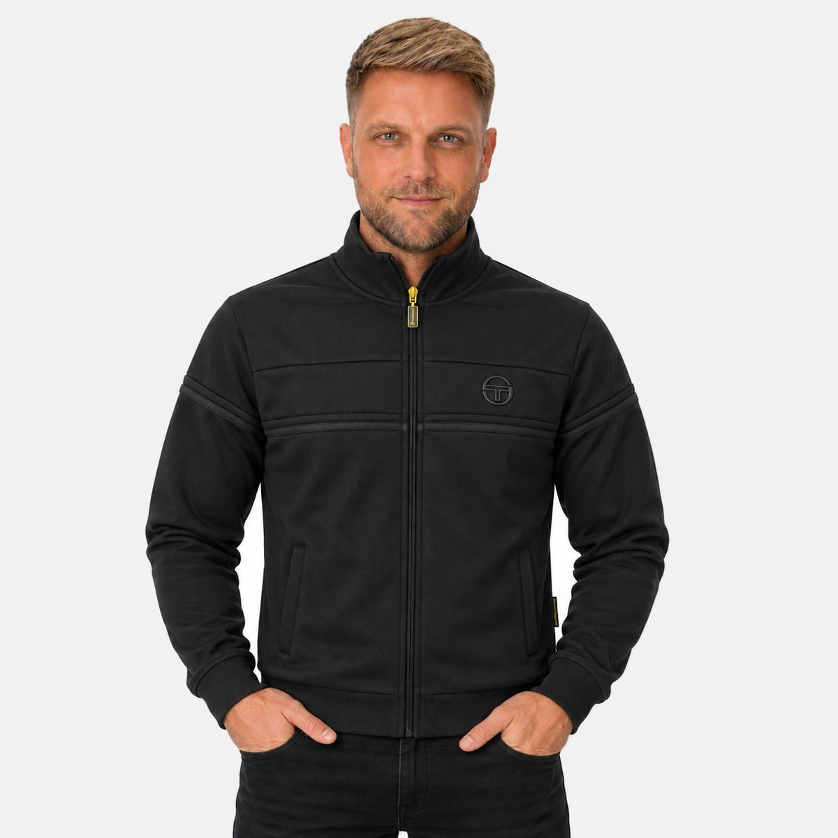 Sergio Tacchini Damarindo Track Top Jacket Triple Black | Northern Threads Designer Menswear