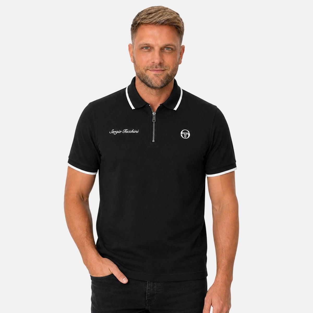 Sergio Tacchini Davide Polo Shirt Black | Northern Threads Designer Menswear