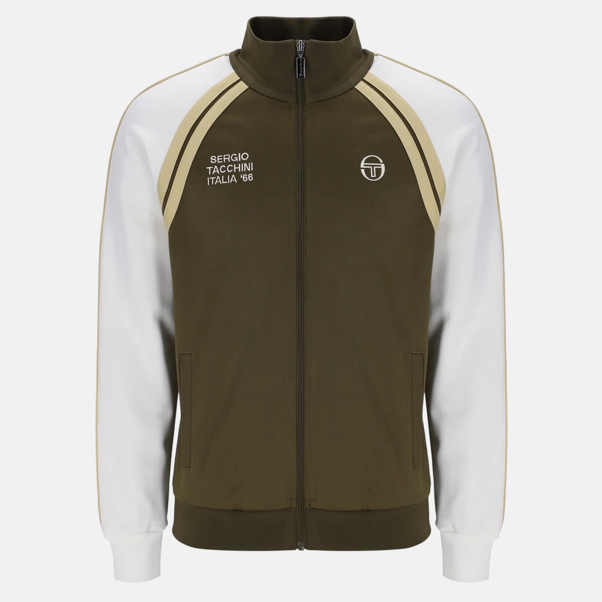 Sergio Tacchini Ghibli Davis Track Top Jacket Dark Olive Gardenia Mojave Desert - SPR1200-M - northern threads uk
