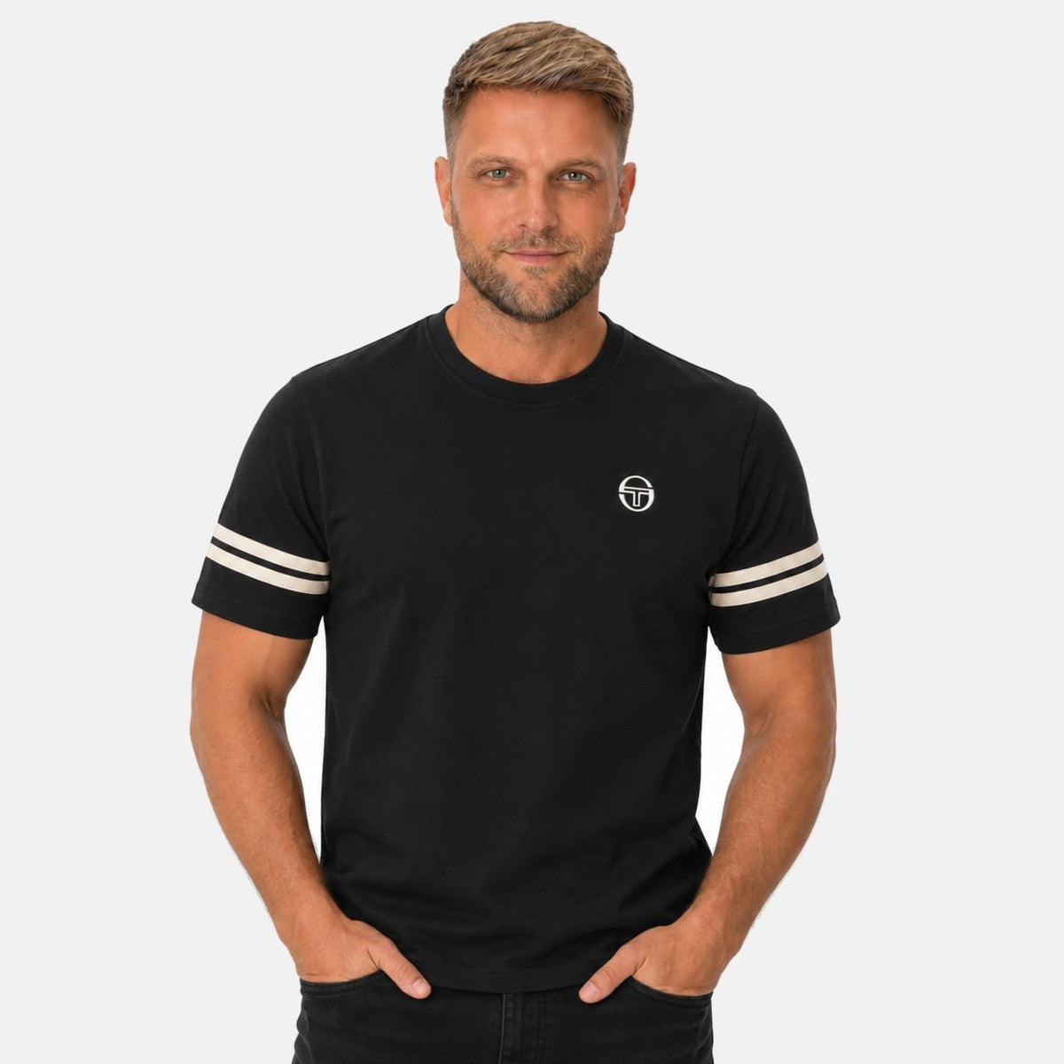 Sergio Tacchini Grello T-Shirt Black/Peyote | Northern Threads Designer Menswear